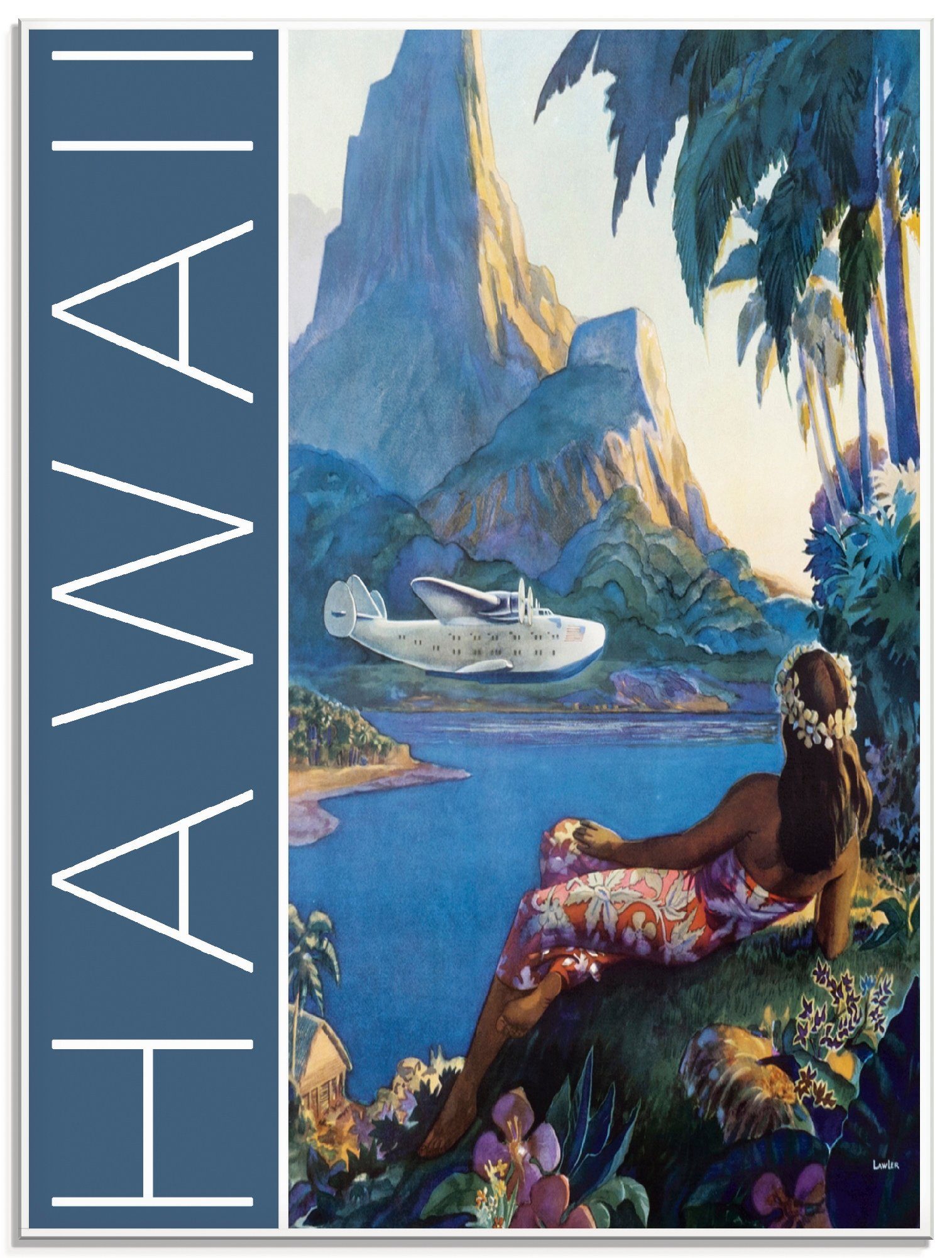Artland Print op glas Hawaï Vintage reisaffiche (1 stuk)
