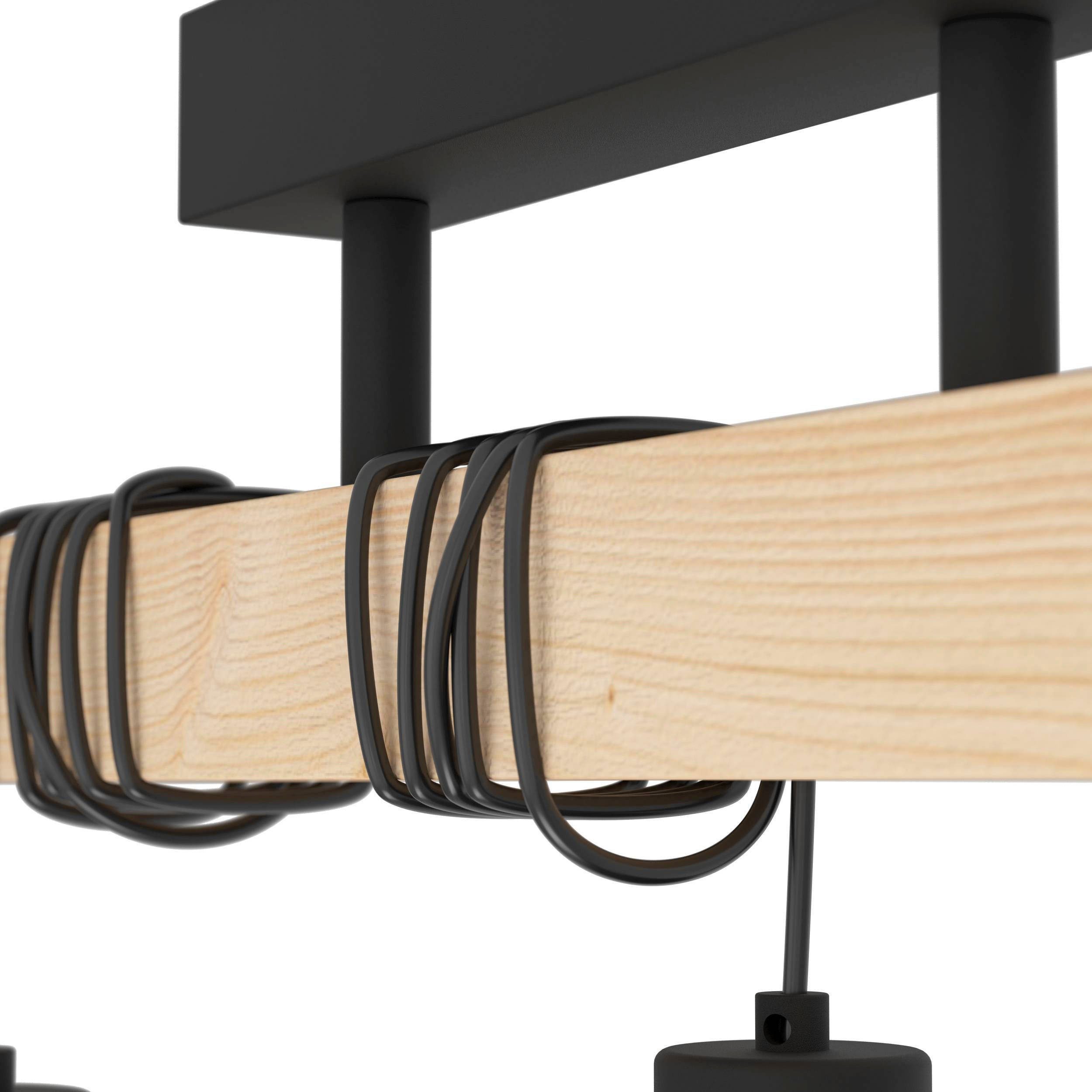 EGLO Plafondlamp TOWNSHEND 5 Vintage plafondlamp, Industrial, retro lamp van staal en hout, E27