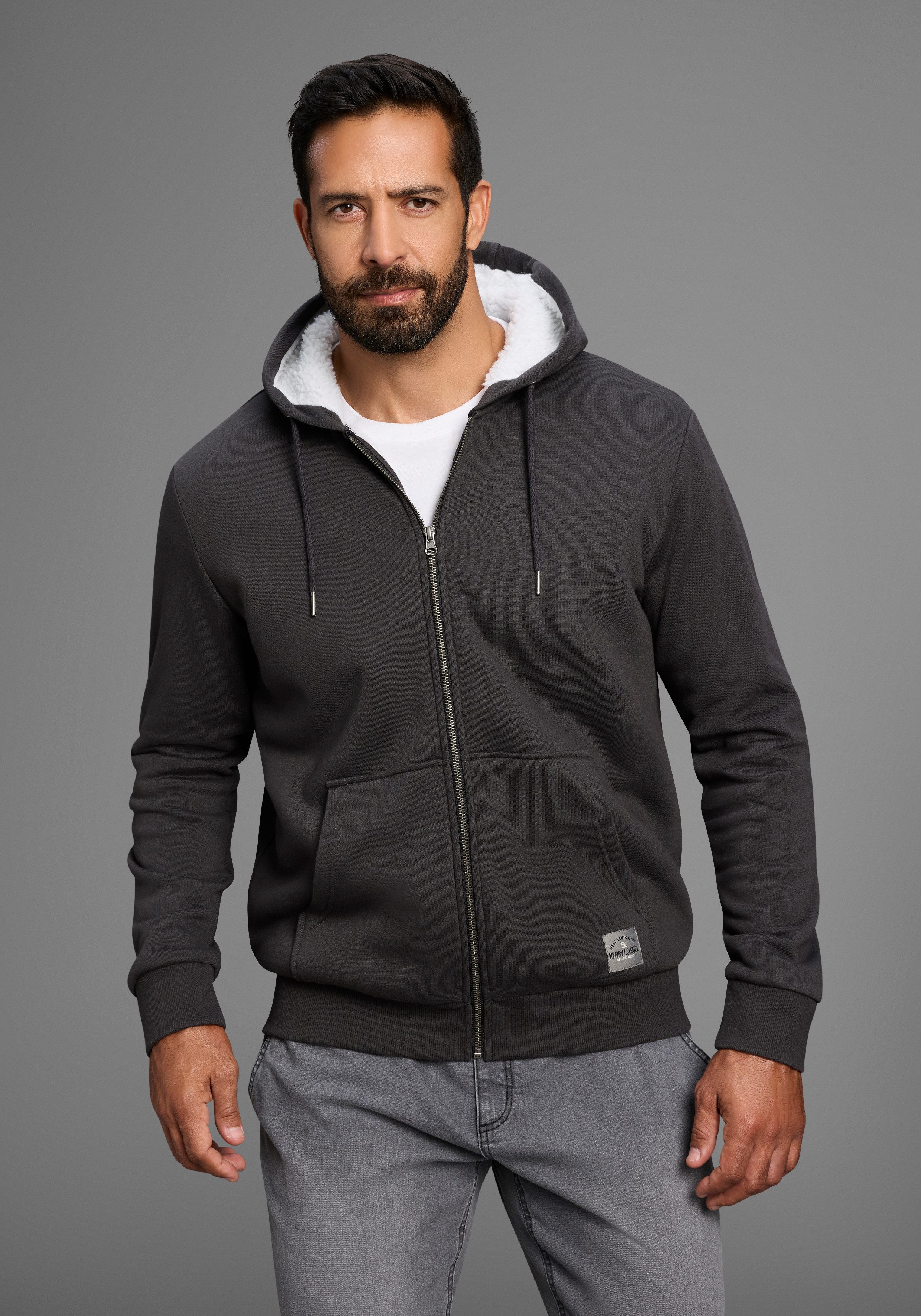 H.I.S Sweatvest met voering van imitatiebont - nieuwe collectie