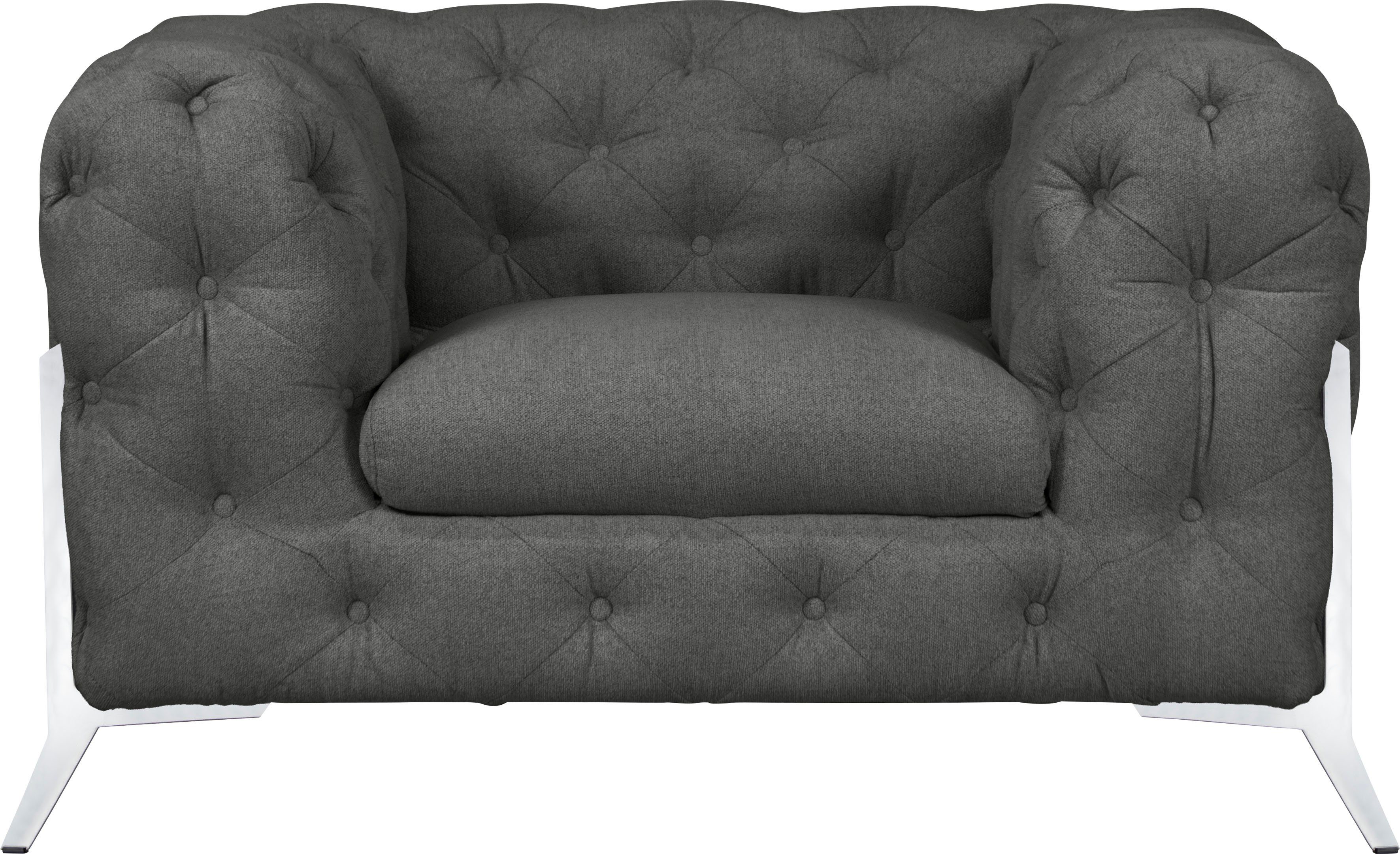 Leonique Chesterfield-fauteuil Amaury luxueuze capitonnage in een moderne look, naar keuze voeten in chroomkleur, goudkleur of zwart