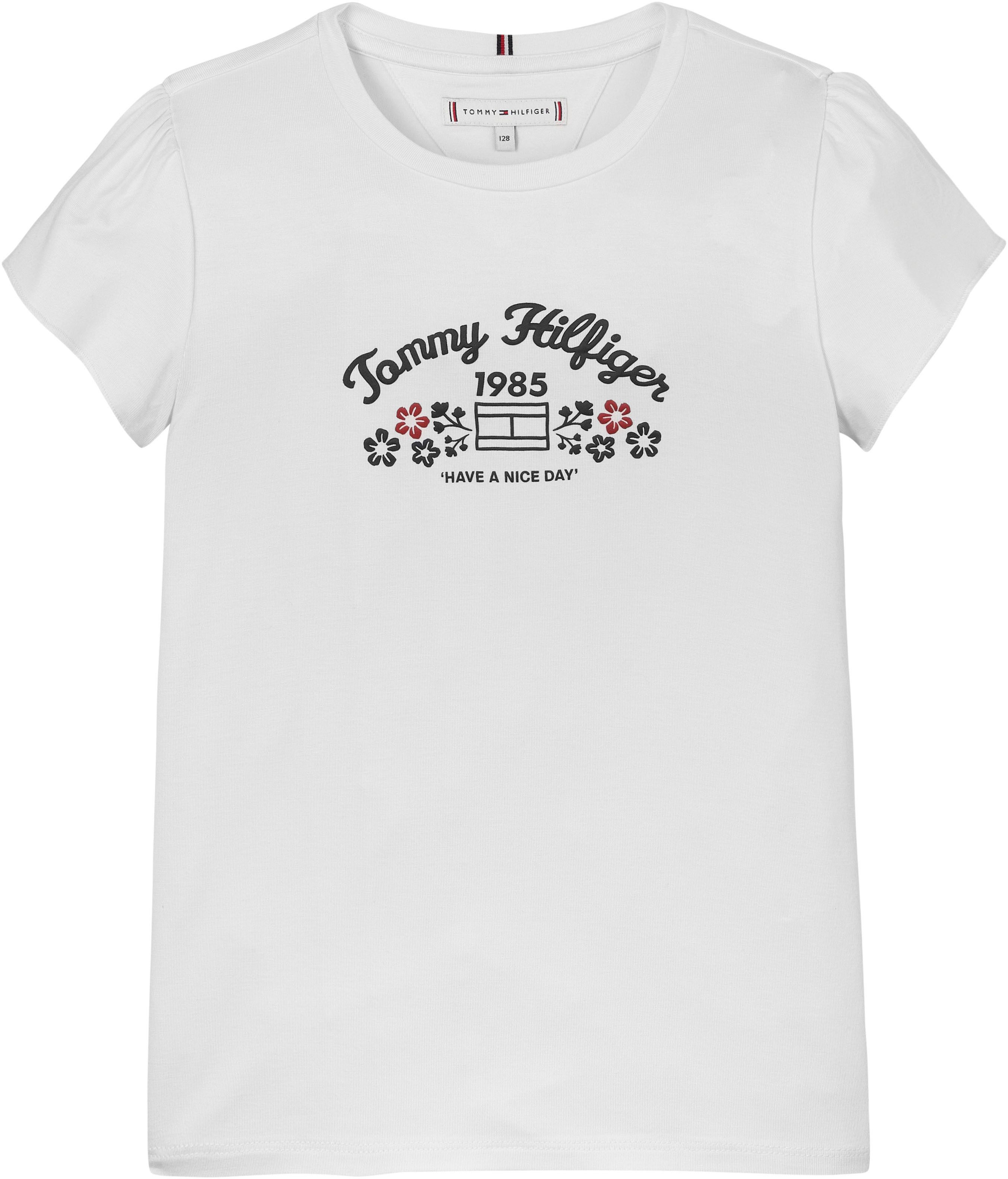 Tommy Hilfiger T-shirt FLOWER PUFF PRINT REG TEE SS Kinderen tot 16 jaar met merkprint