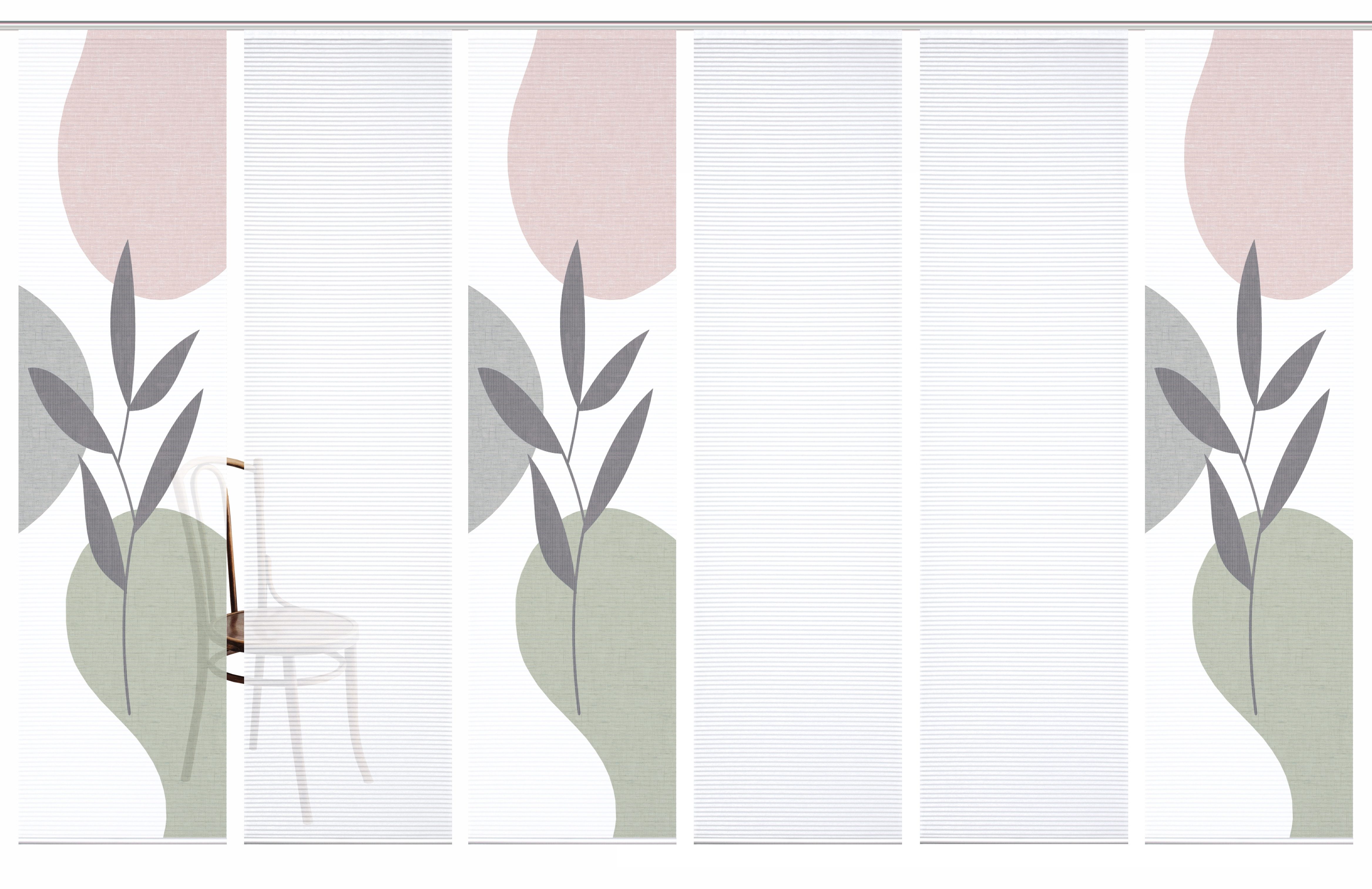 HOME in green Paneelgordijn FRONDA SET DIGITALE PRINT, BAMBOELOOK GERECYCLED (6 stuks)