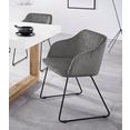 inosign stoel fosco van mooie zachte fluwelen bekleding, met zwart metalen frame, zithoogte 47 cm (set, 2 stuks) grijs