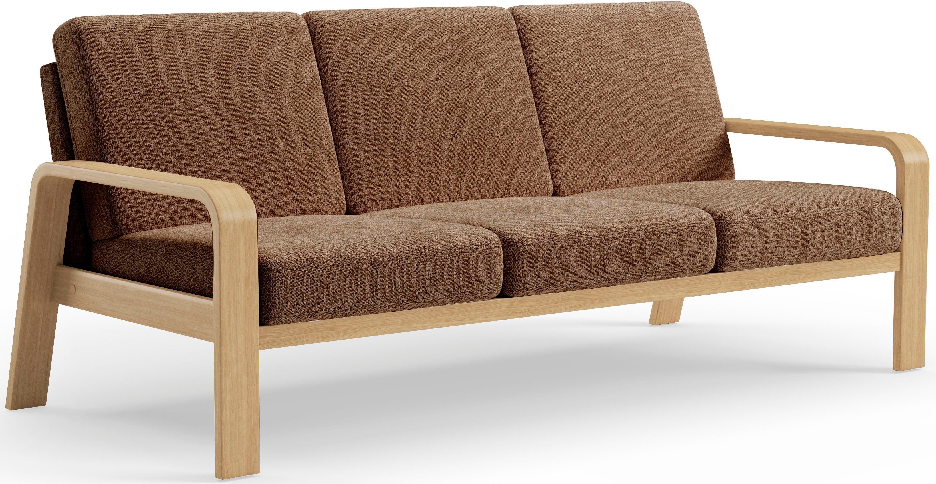 sit&more 3-zitsbank Kolding Armleuningen van natuurlijk beukenhout, verschillende bekledingen en kleuren