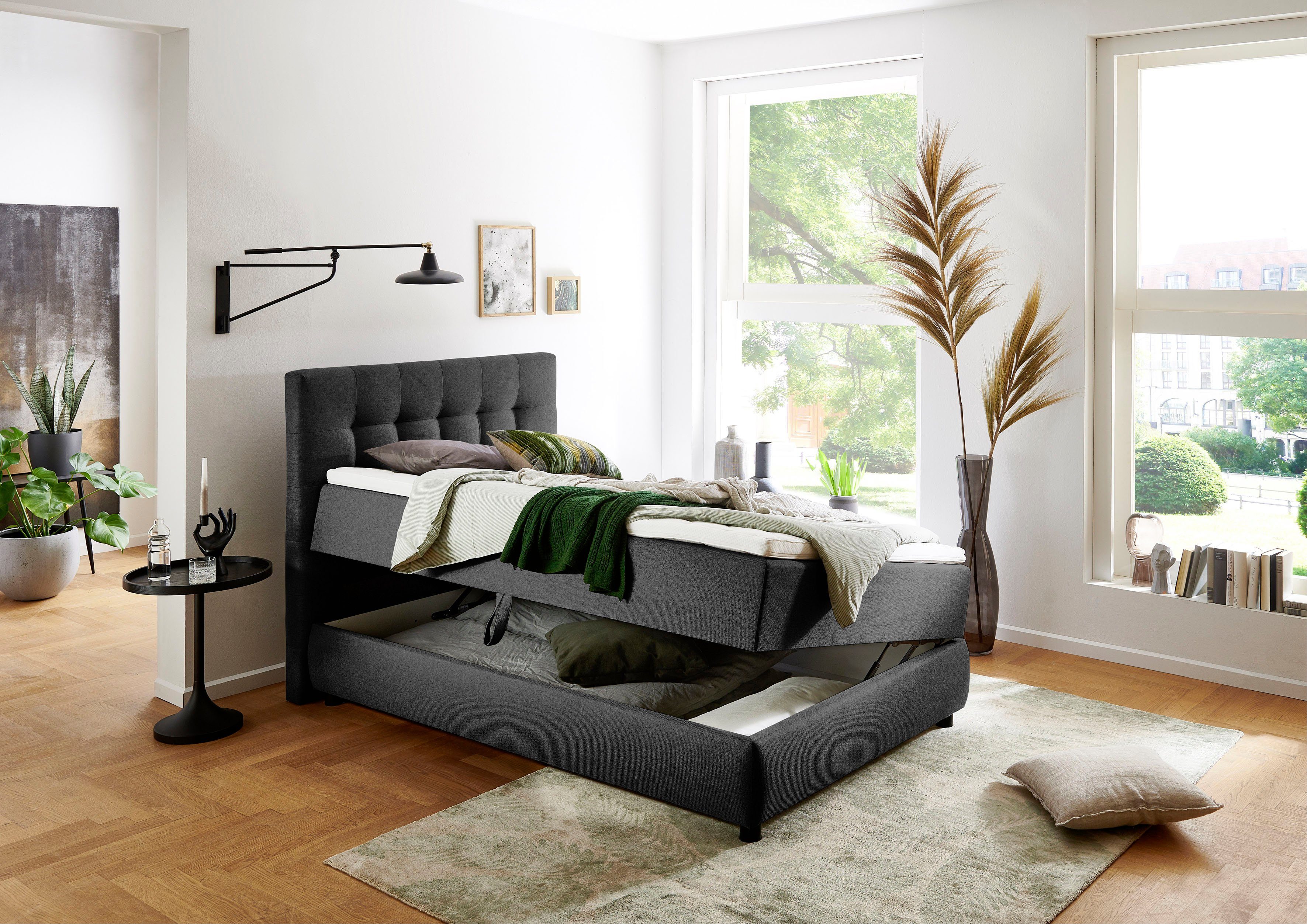 ATLANTIC home collection Boxspring Lilo inclusief bedkist en topper boxsprings zwart