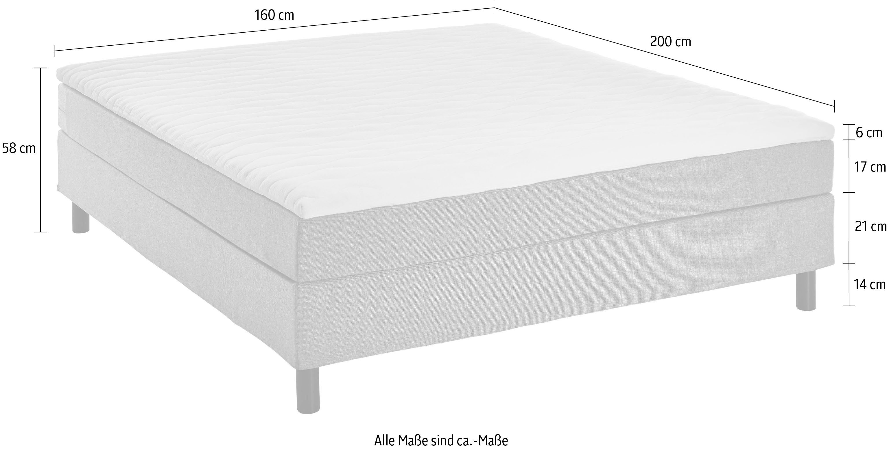 ATLANTIC home collection Boxspring Happy zonder hoofdbord, met topmatras, naar keuze met of zonder beddengoed
