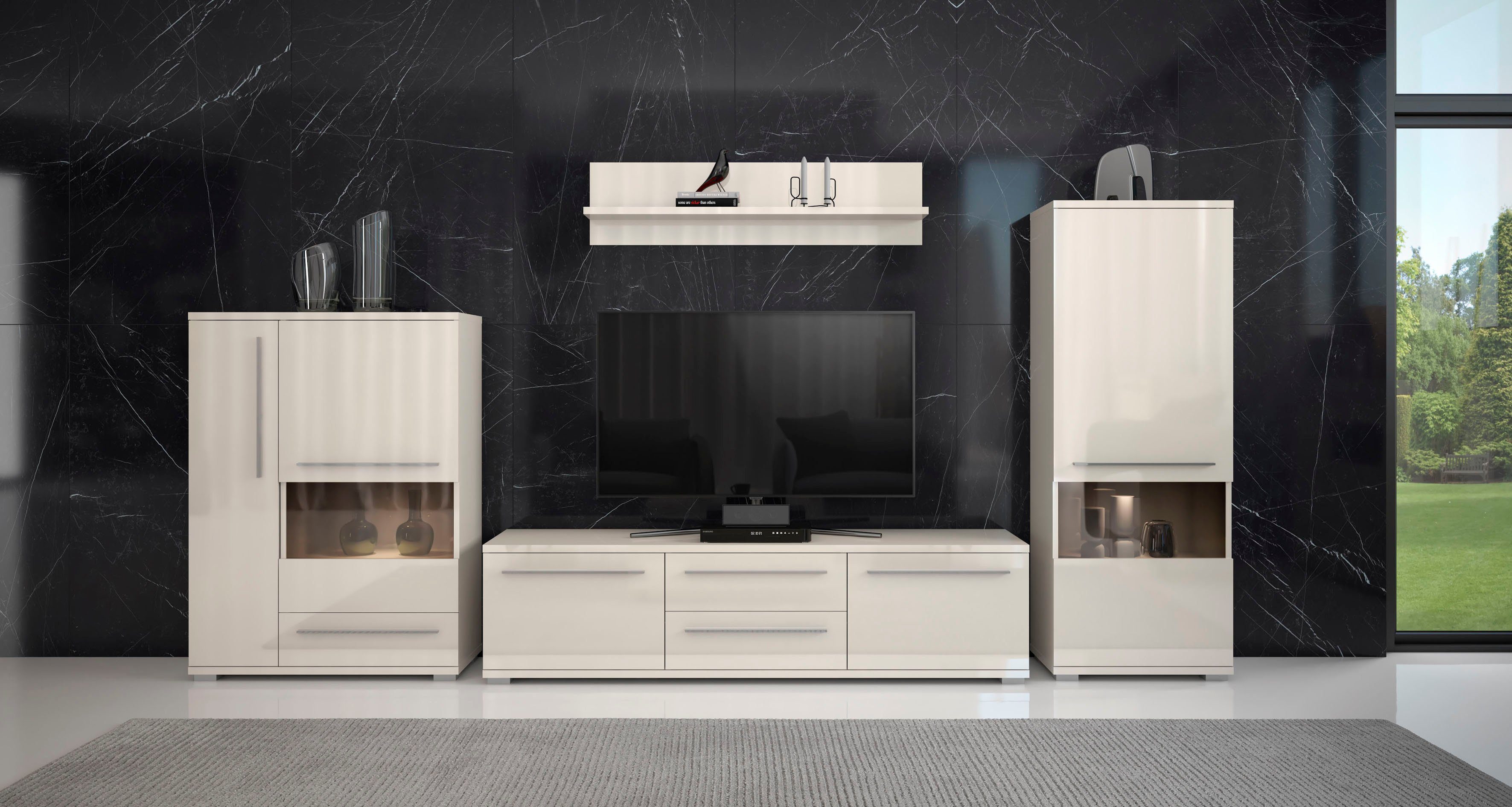 Places of Style Vitrinekast Piano UV-gecoat, soft close-functie