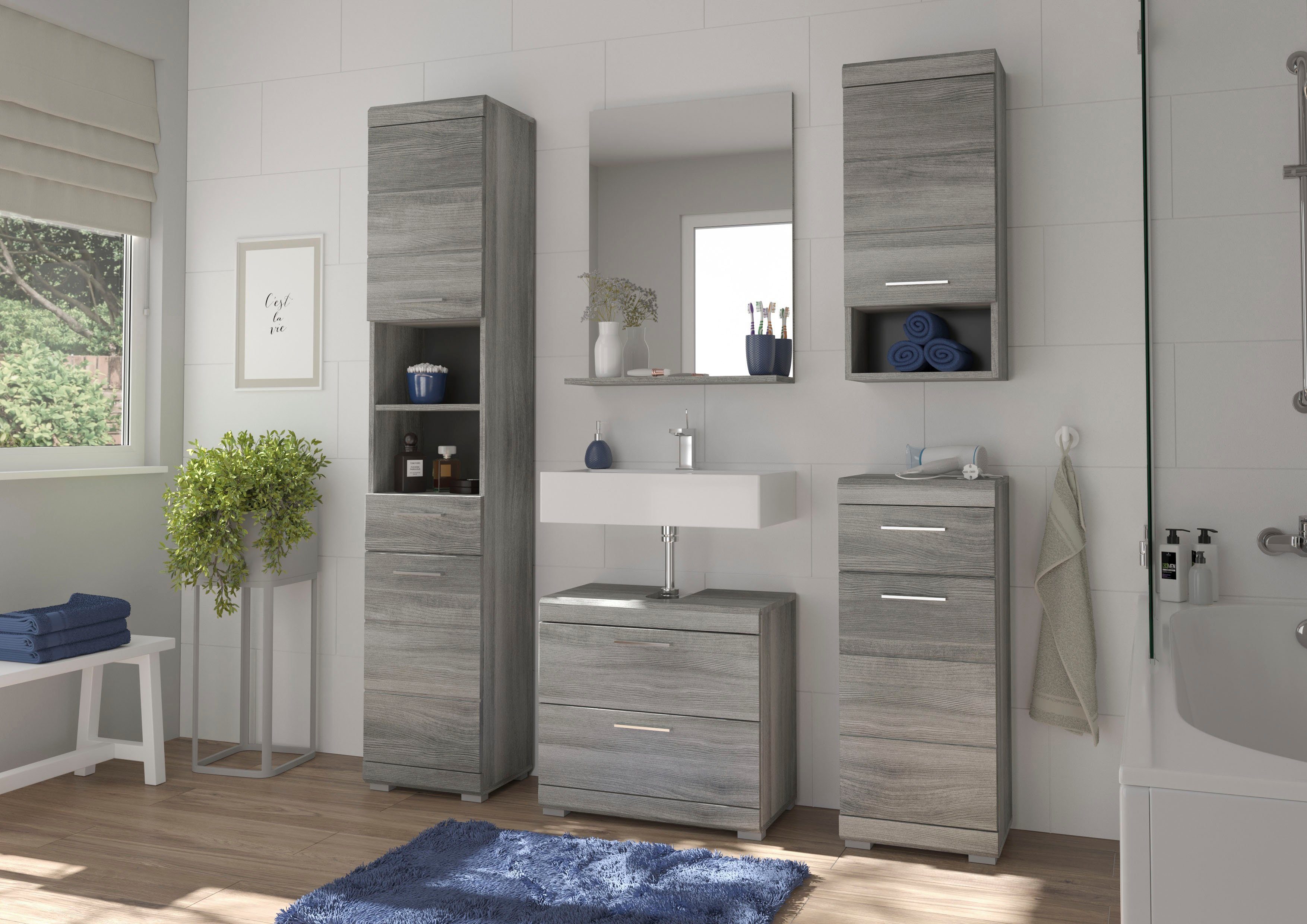 INOSIGN Badspiegel Siena, breedte 60 cm, 1 legplank, hoogwaardig spiegelglas in verschillende kleuren verkrijgbaar, badkamermeubels, spiegel, badkamer