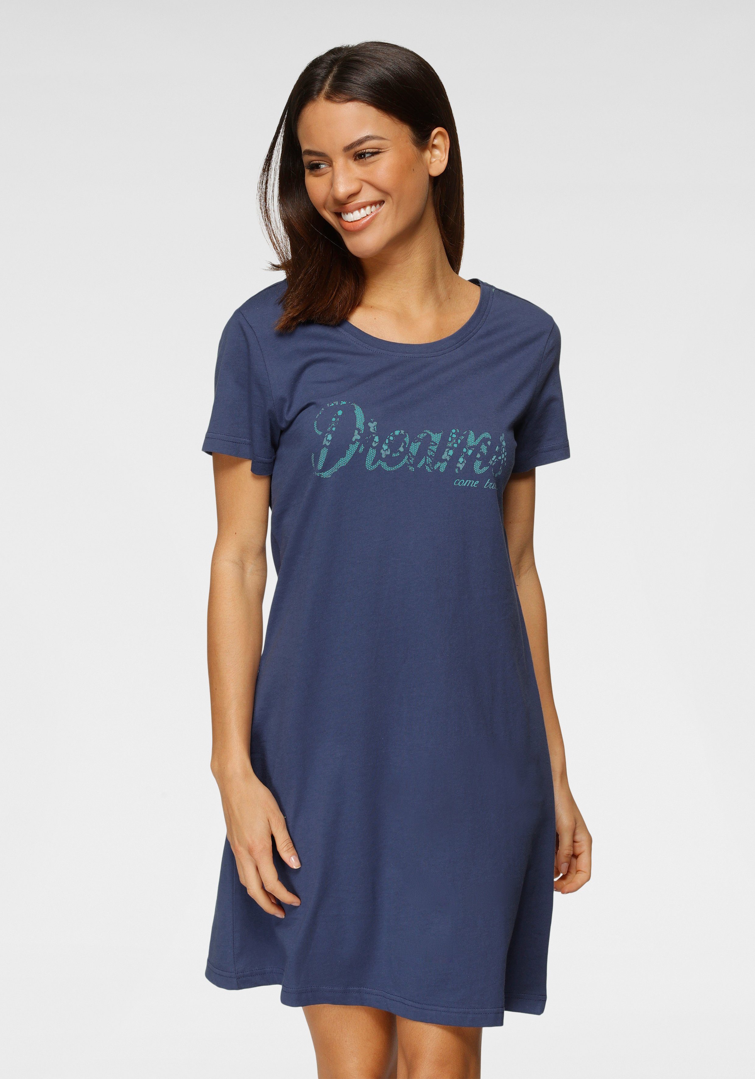 Vivance Dreams Nachthemd met print in kant-look (Set van 2)