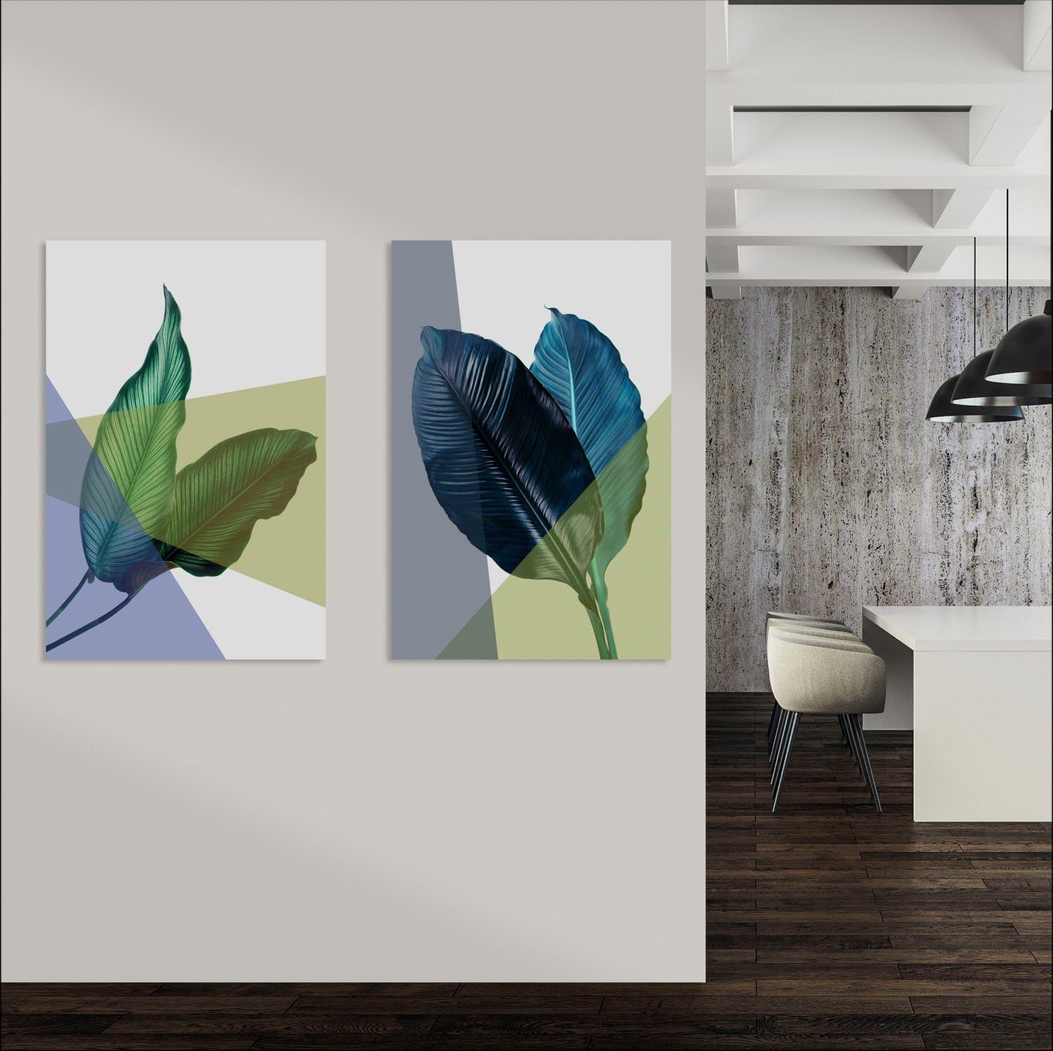 queence Artprint op acrylglas Bladeren Fine Art-print in galeriekwaliteit