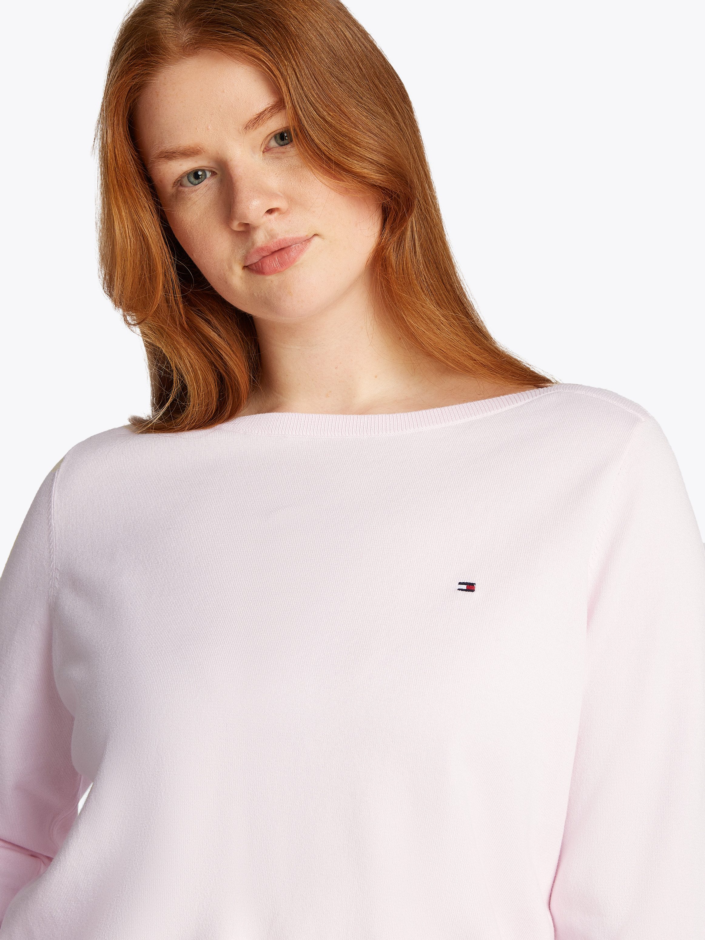 Tommy Hilfiger Curve Gebreide trui CRV CO JERSEY STITCH LS B-NK SWT