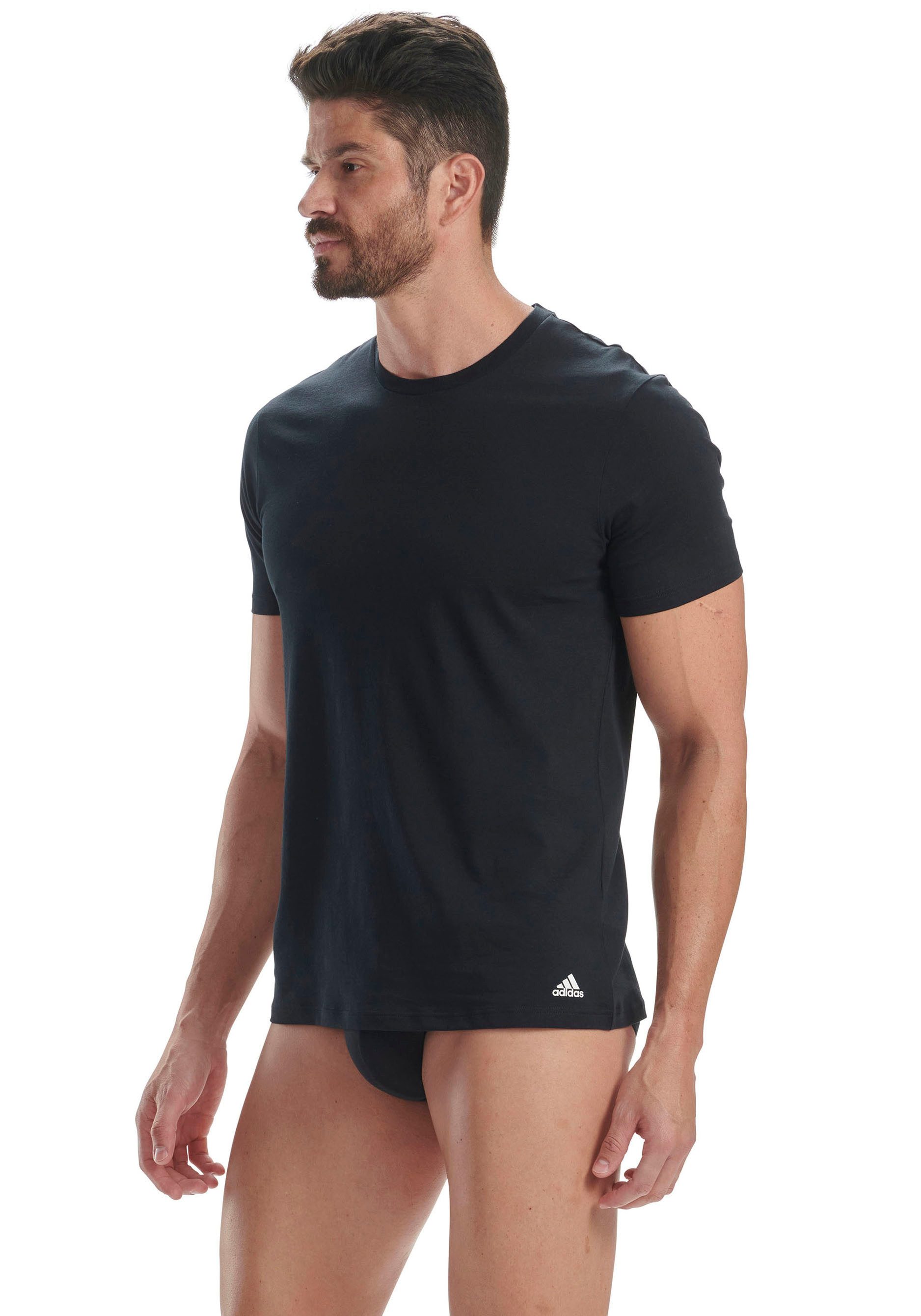 adidas Sportswear T-shirt Active Flex Cotton met ronde hals en slim fit (2-delig, Set van 2)