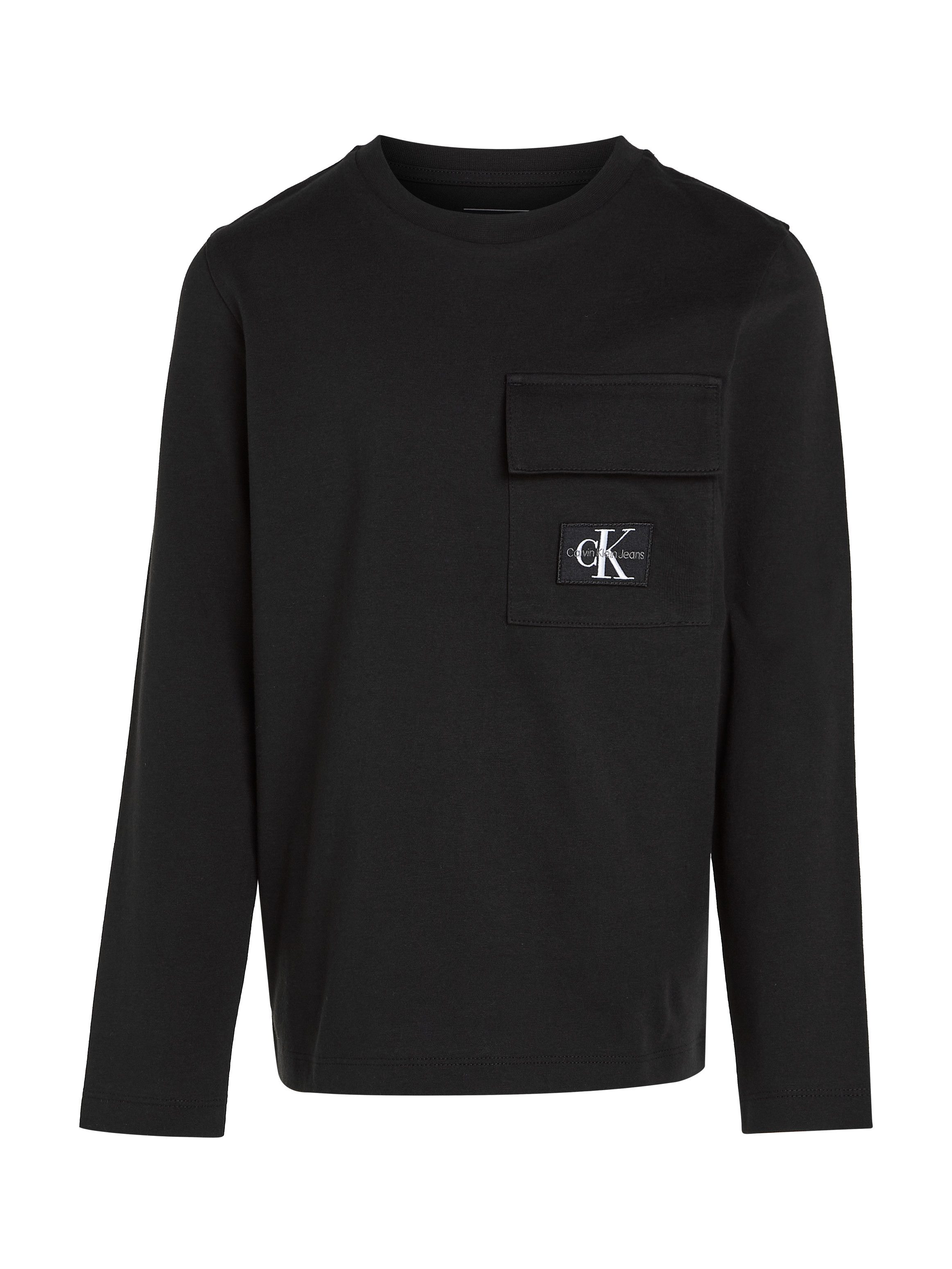 Calvin Klein Shirt met lange mouwen Badge Reg. Ls T-Shirt voor kinderen tot 16 jaar en met logo-patch