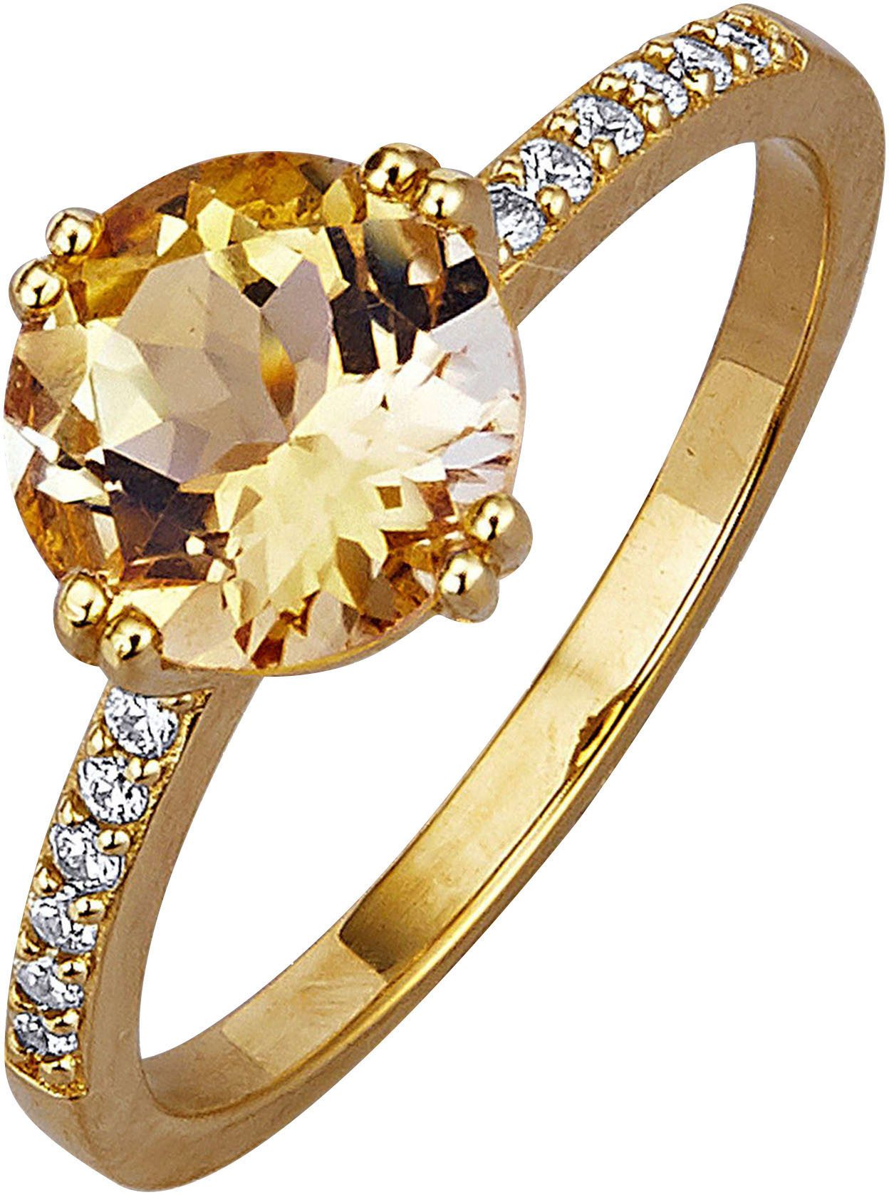 Firetti Ring Sieraad cadeau zilver 925 damesring ring met citrien of amethist en zirkonia (synth.) dames ringen maat 56 geel