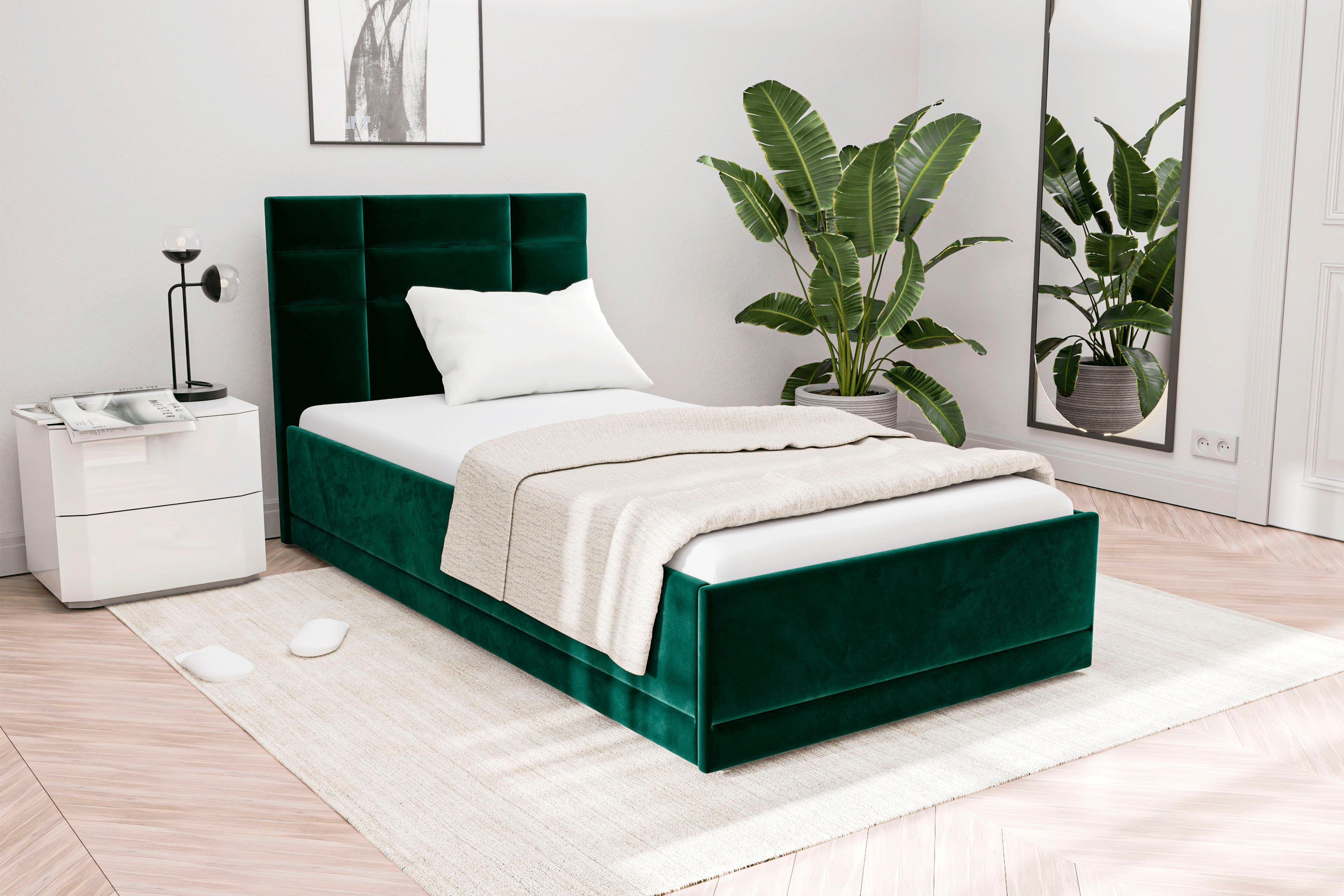 Westfalia Polsterbetten Gestoffeerd bed Praag keuze uit 3 matrastypes, met of zonder bedlade bedden maat 120 cm x 210 cm groen