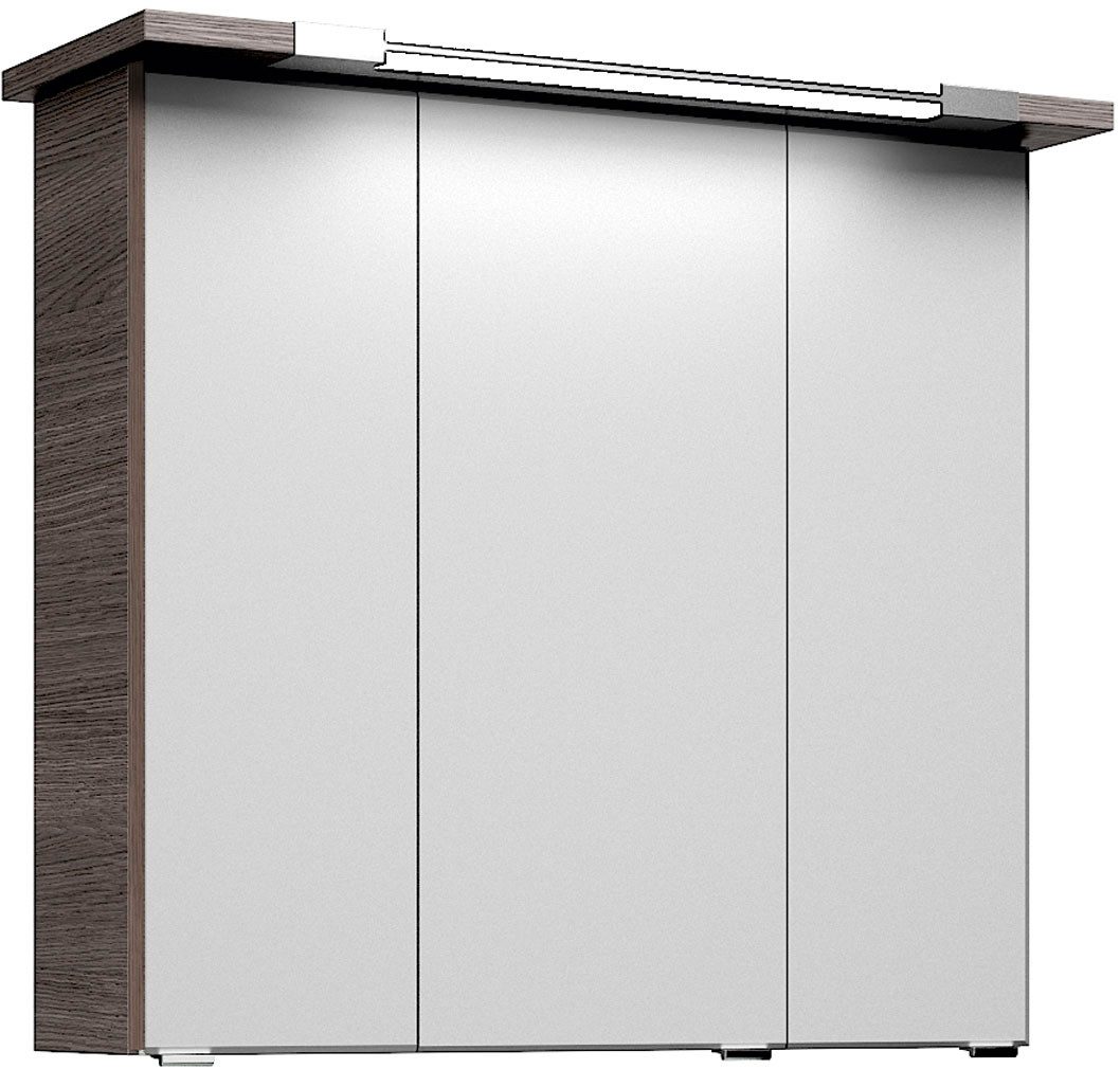 Saphir Badmeubelset Trentino 2-delig mineralen marmer wasbak, spiegelkast met LED-profiel (3 stuks)