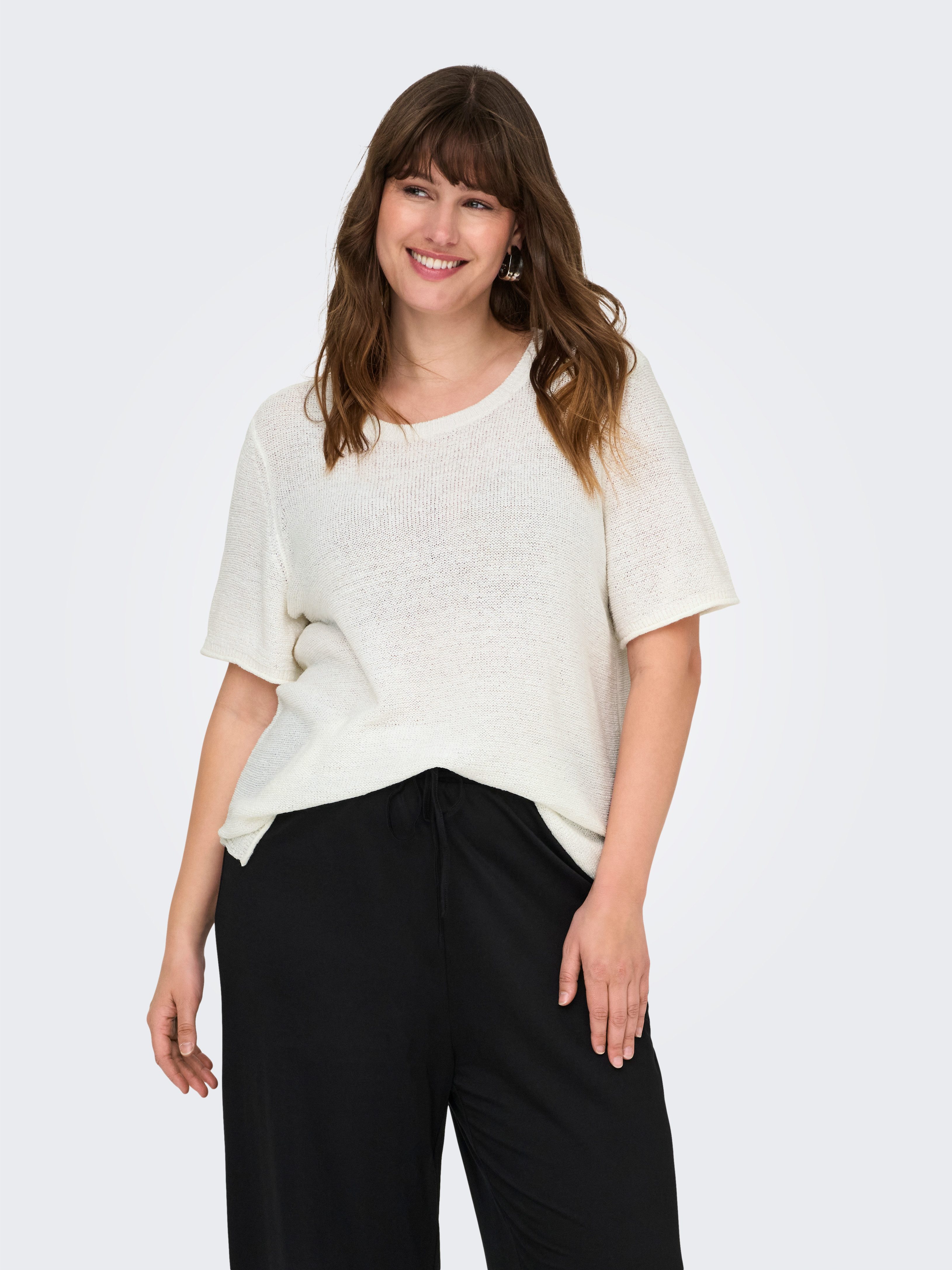 ONLY CARMAKOMA Trui met korte mouwen CARSUNNY S/S PULLOVER KNT NOOS