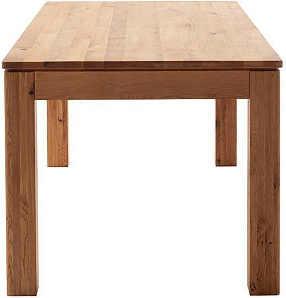 MCA furniture Eettafel ETNA 4-poot tafel Massief hout, doorlopende lamel, blokvoet 10x10 cm, tafelblad 2,5 cm