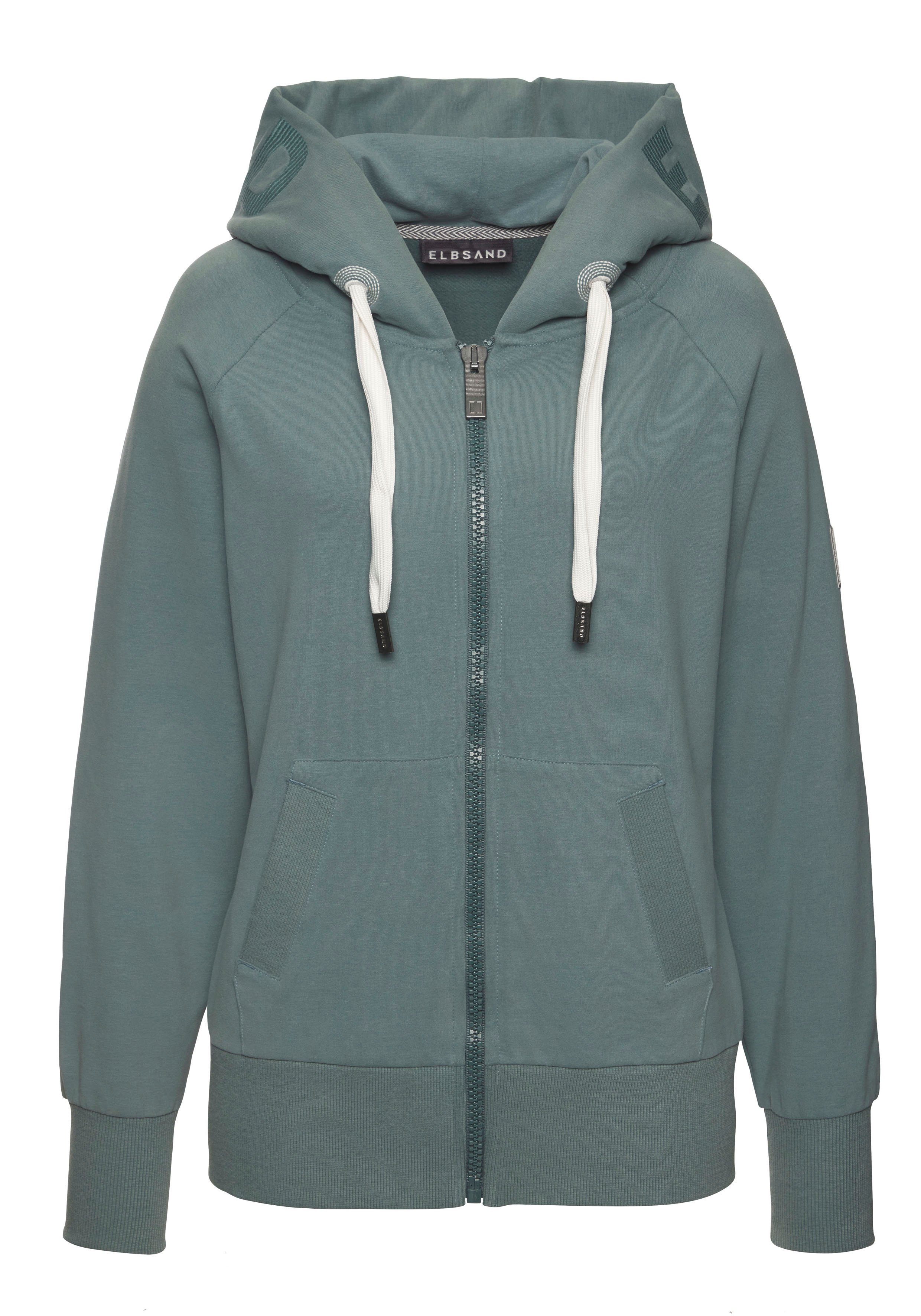 Elbsand Capuchonsweatvest Kelda met logo-stiksel op de capuchon, basic