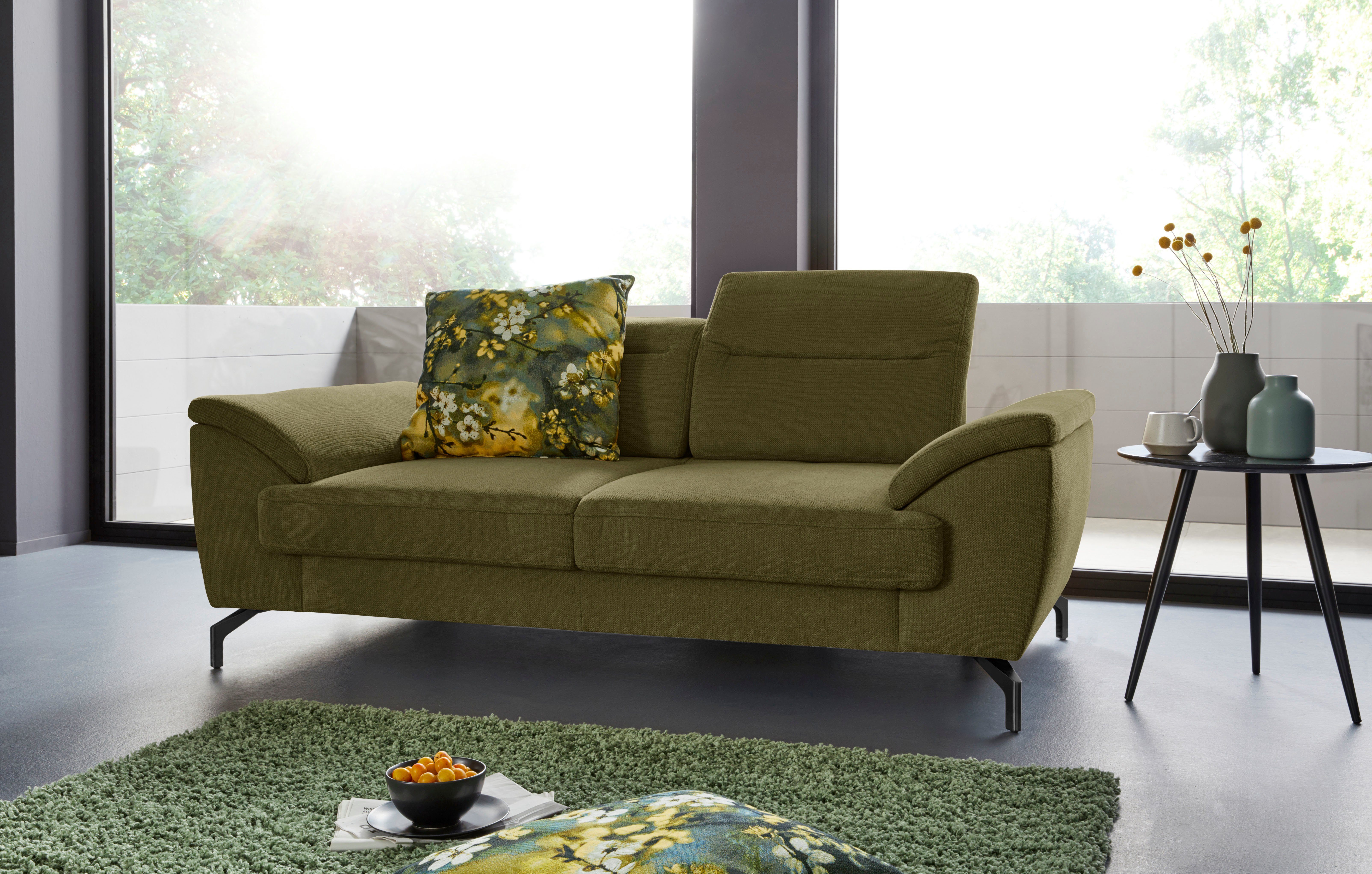 sit&more 2-zitsbank Percy 15 cm poothoogte, zitdiepteverstelling, naar keuze verstelbare hoofdsteun
