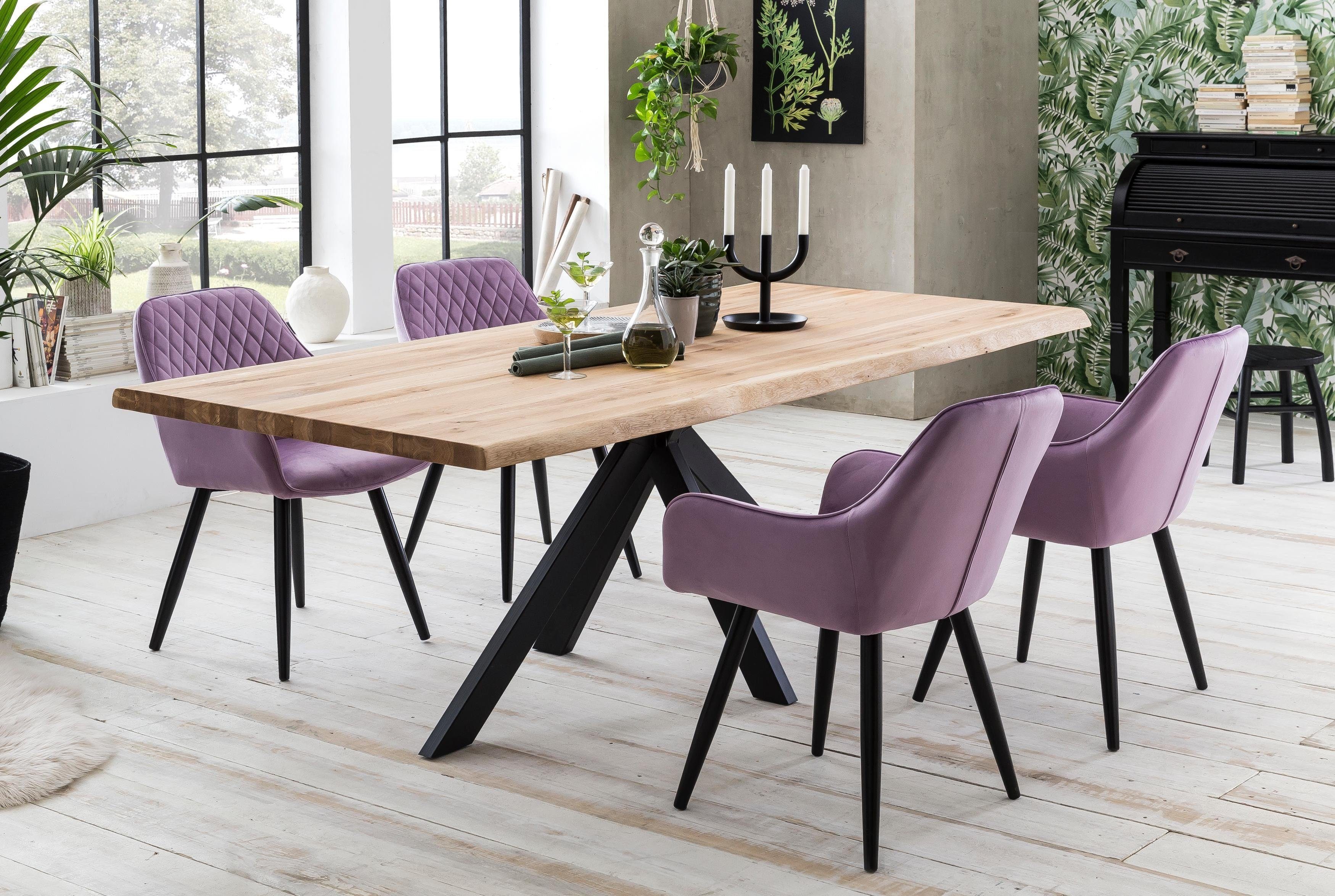 Home affaire Eettafel TRISTAN Massief wild eiken met echte boomrand