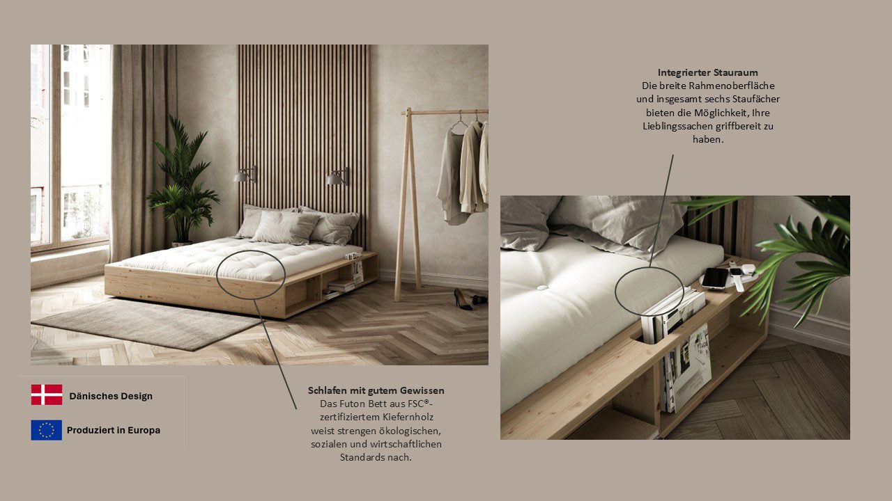 Karup Futonbed Ziggy, in verschillende breedtes, gecertificeerd massief hout