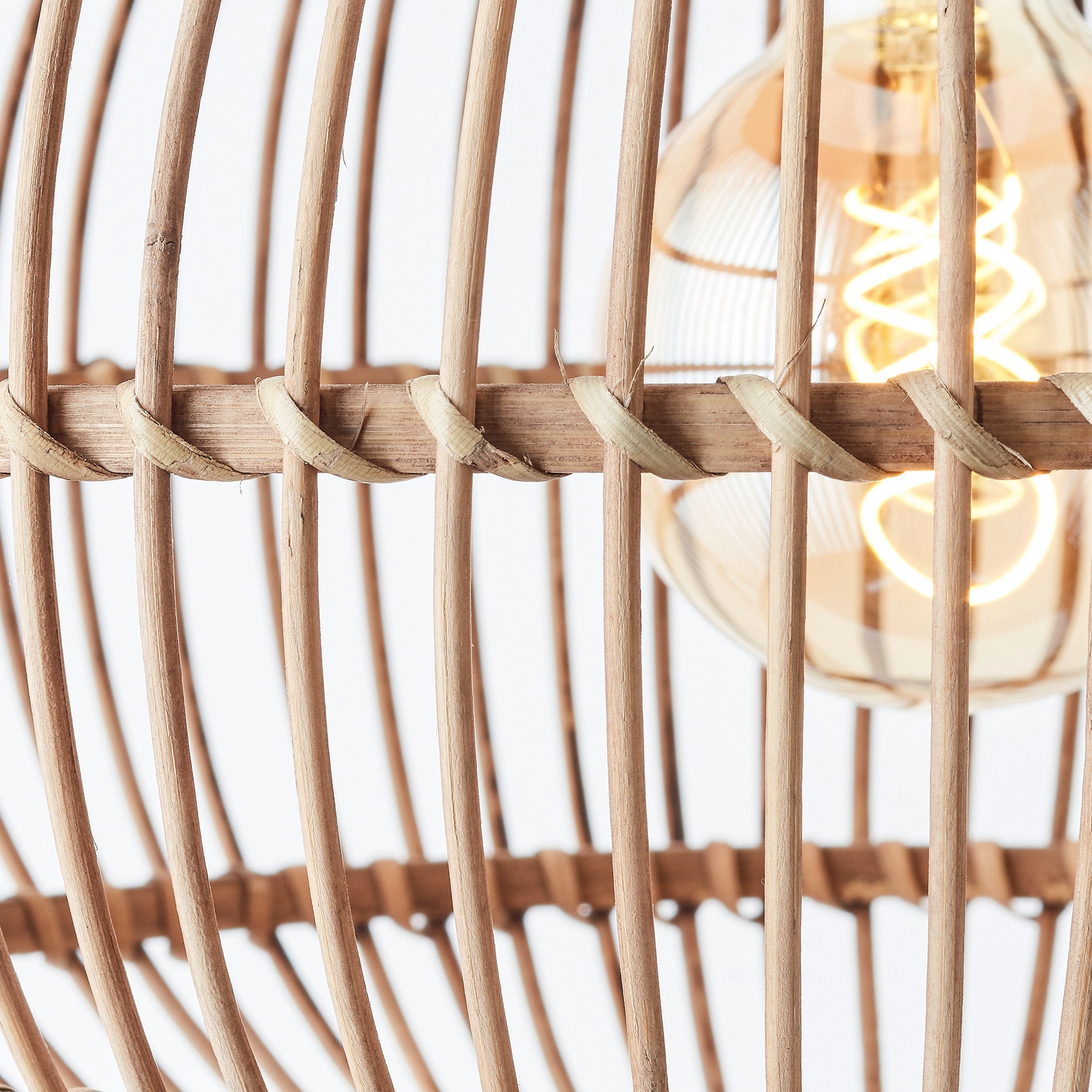 Brilliant Leuchten Hanglamp Woodball in hoogte verstelbare boho hanglamp met bamboe kap, dimbaar, d 45 cm