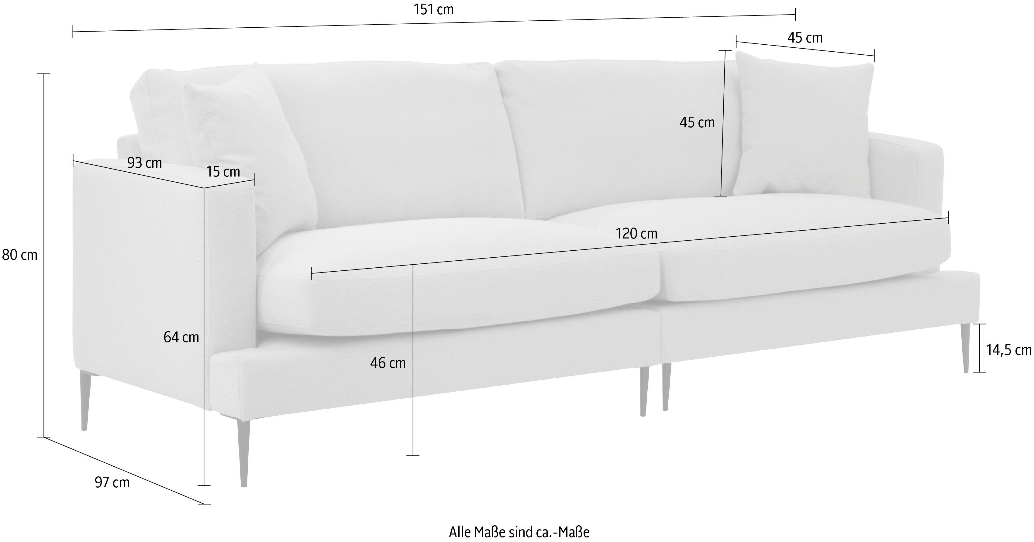 Leonique 2-zitsbank Cozy elegante designbank, afmetingen B/D/H: 151/97/80 cm