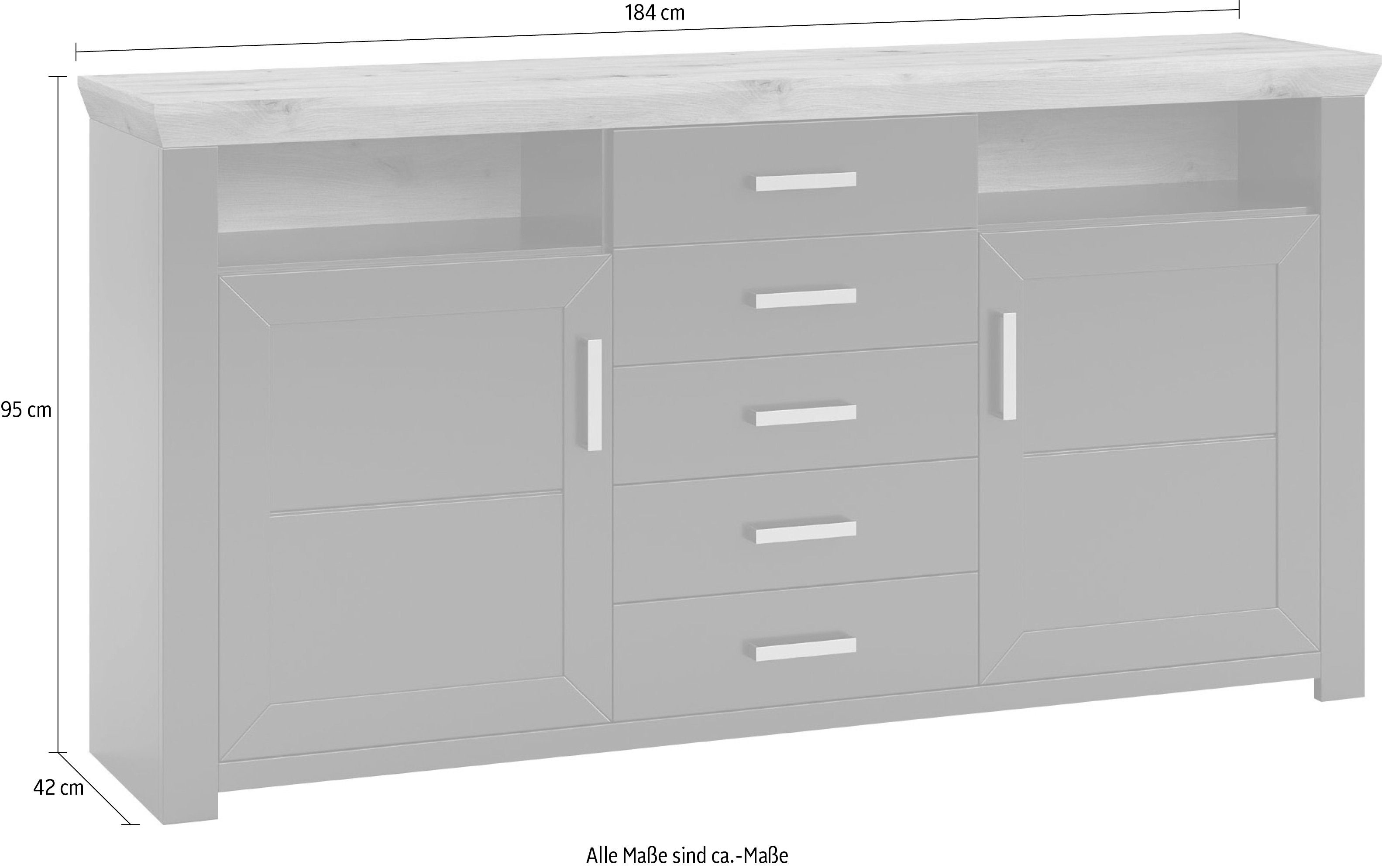 set one by Musterring Dressoir York Type 55, met veel opbergruimte, in landhuisstijl, B 184 x H 95 cm