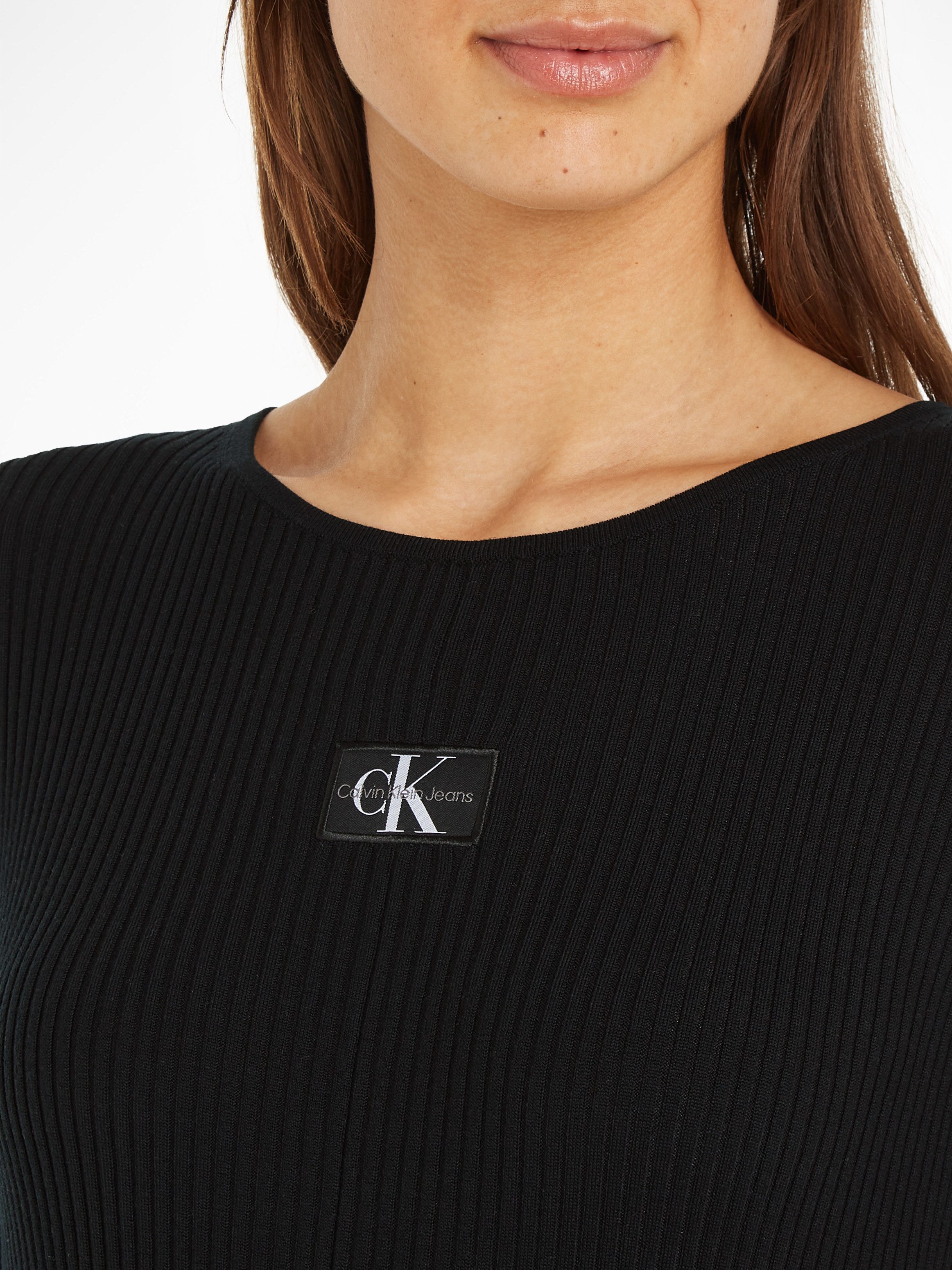 Calvin Klein Sweatjurk WOVEN LABEL SS SWEATER DRESS