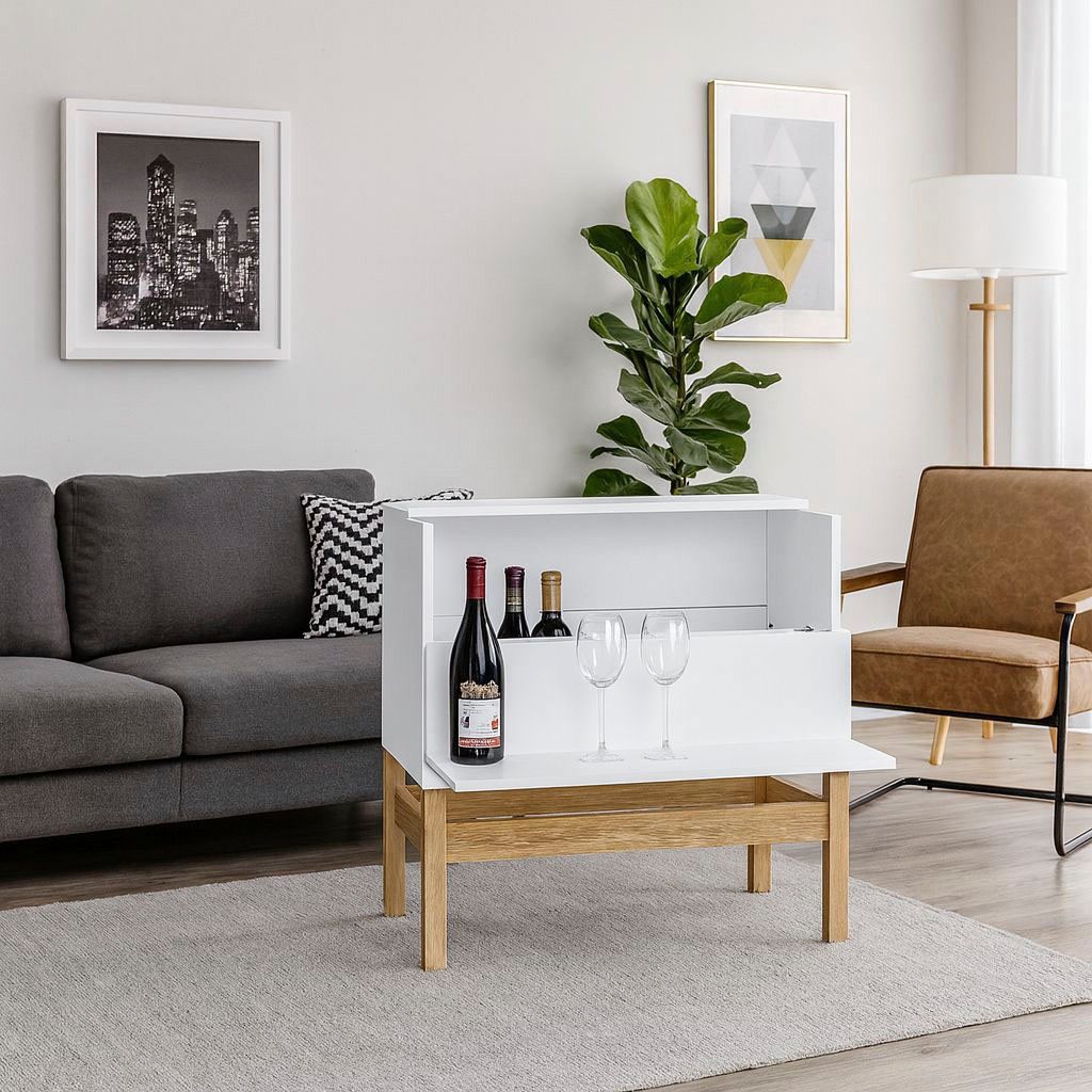 Woodman Barmeubel Delian Breedte 75 cm, onderstel van massief eiken, in Scandinavisch design