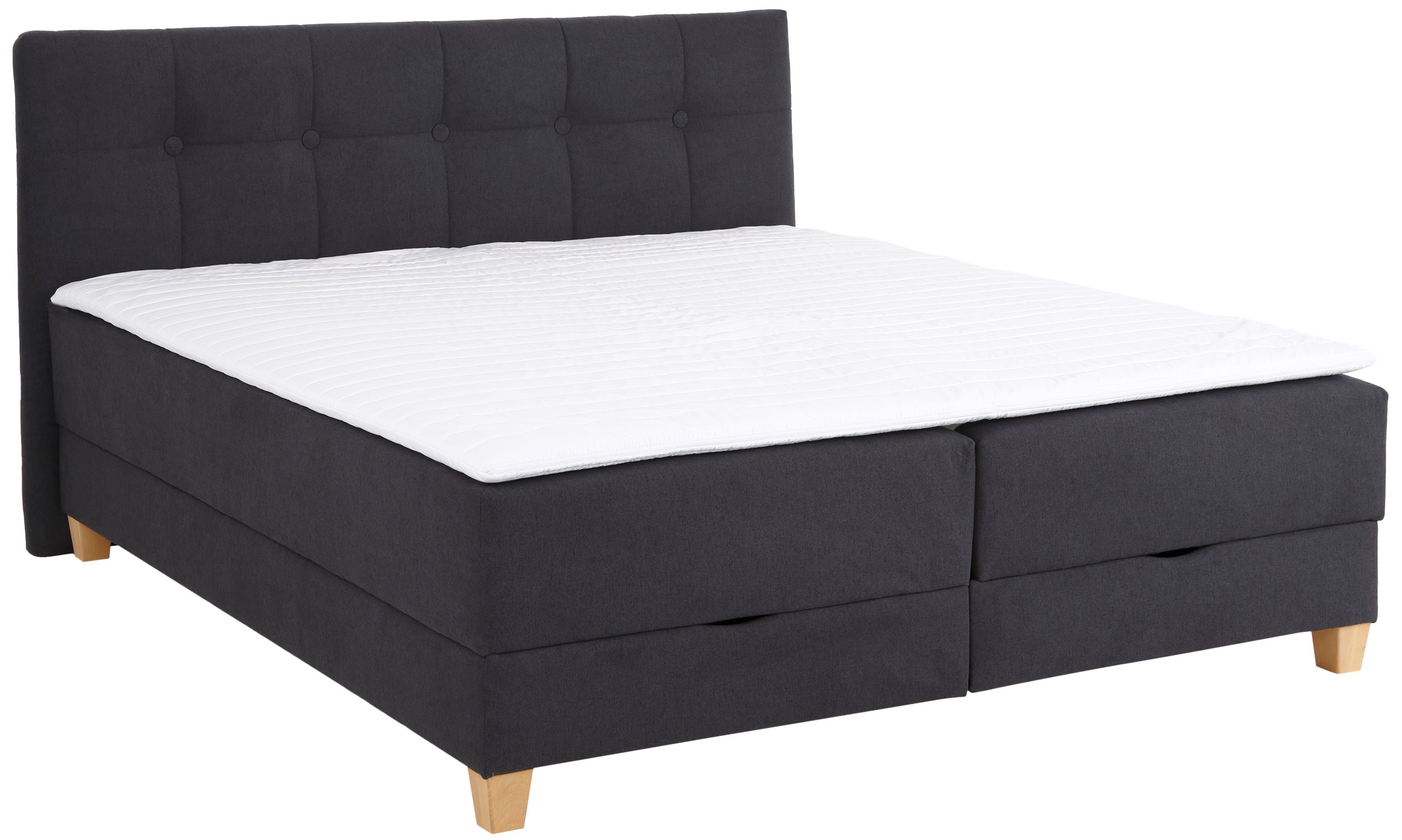 Home affaire Boxspring Lonrai in h2, h3 & h4 en xxl - verlengde 220 cm kiesbaar, incl. topper