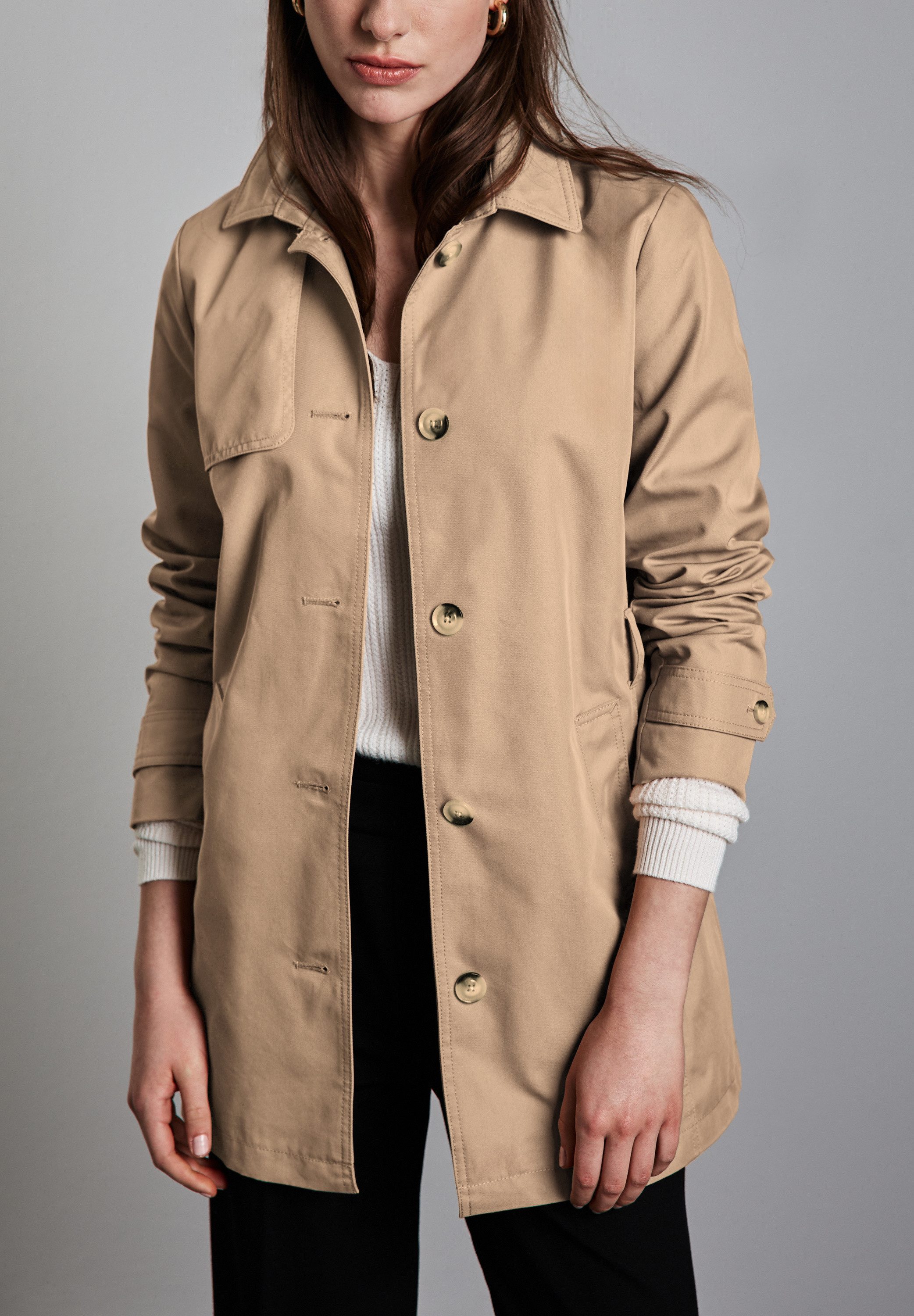 STREET ONE Trenchcoat met riem om te tailleren dames parka's maat 42 beige