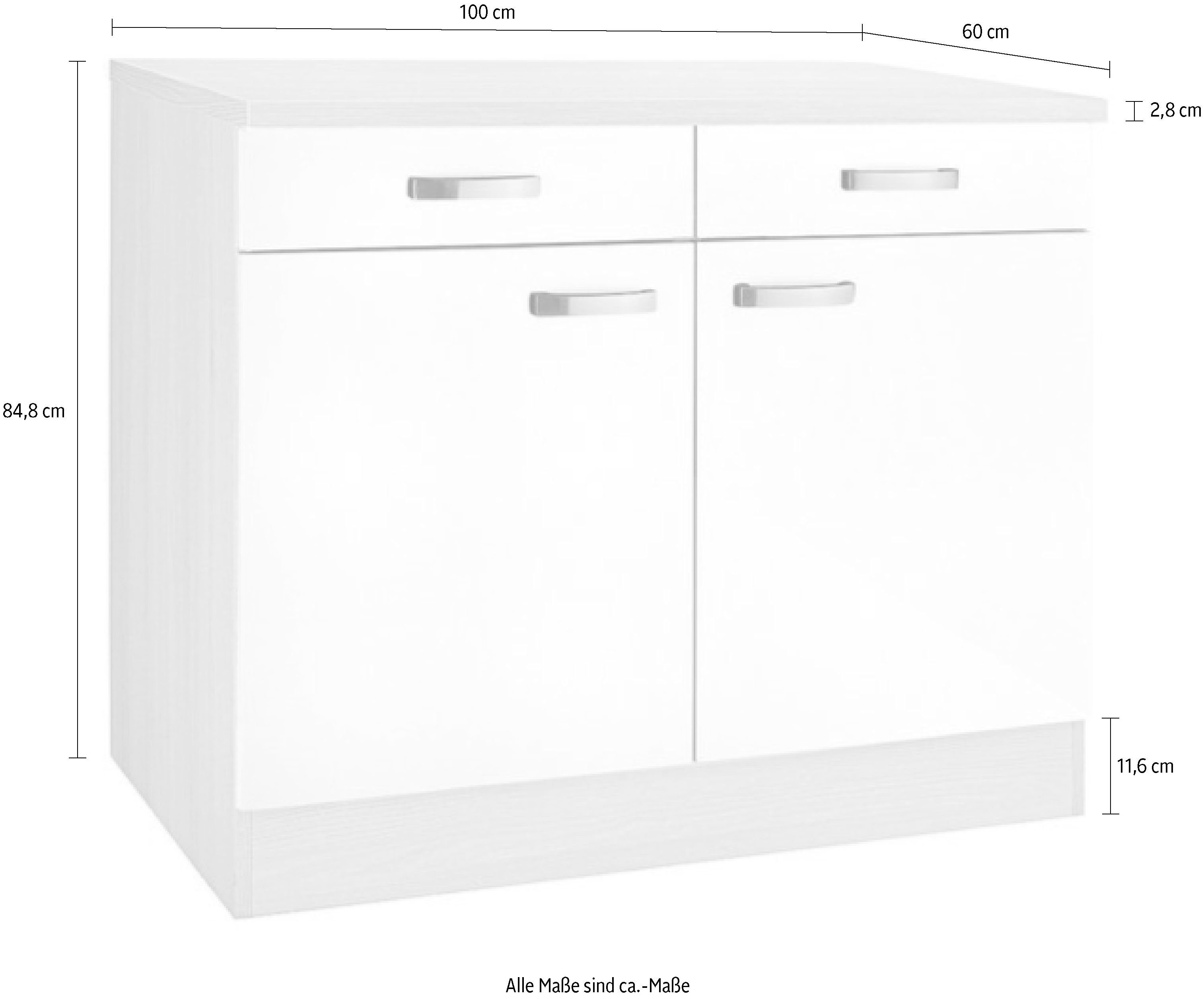 OPTIFIT Onderkast Faro , met metalen handgrepen, breedte 100 cm