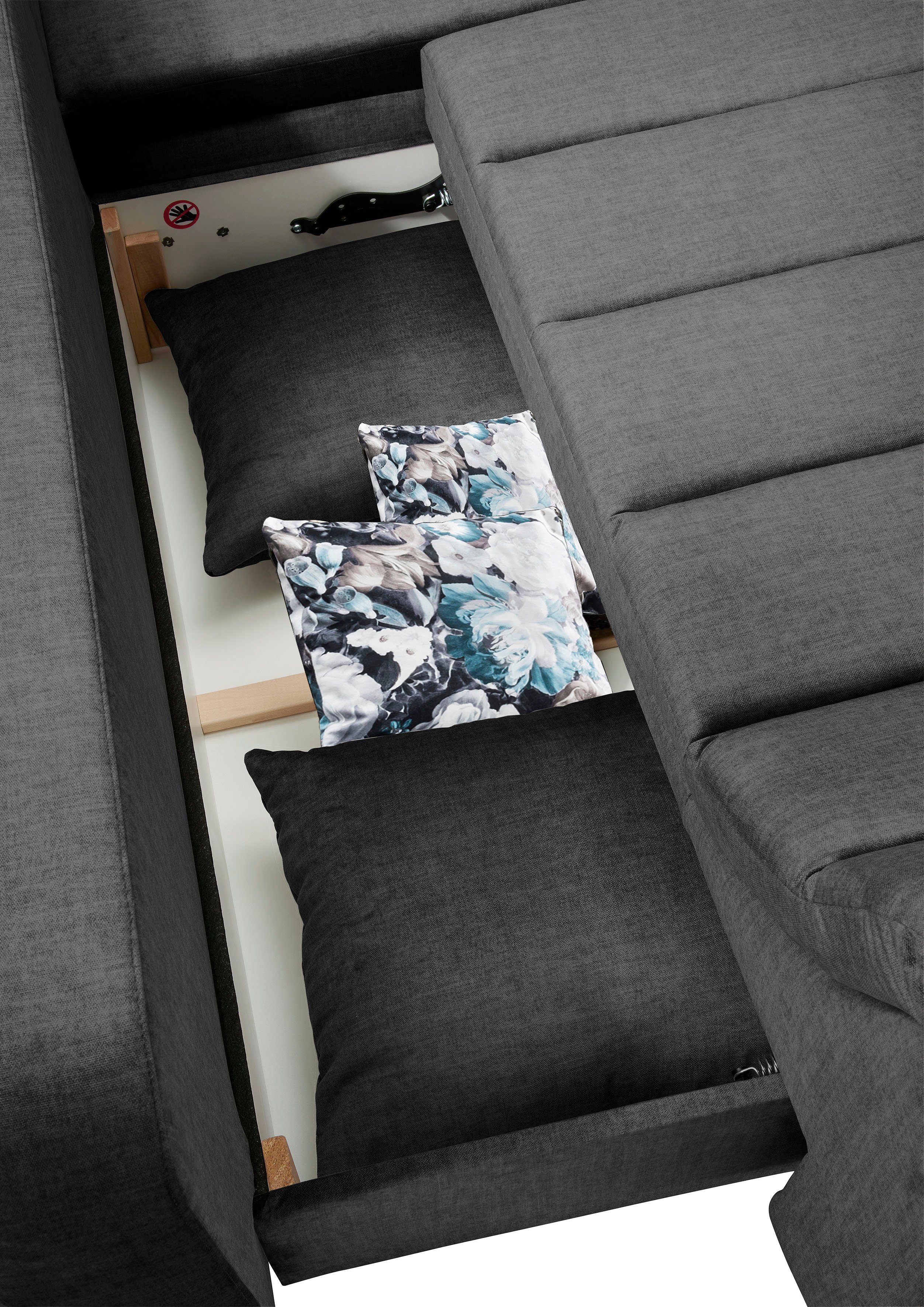 INOSIGN Hoekbank Imola elegant en modern, actuele stiksels in de zitting, comfortabel, L-vorm