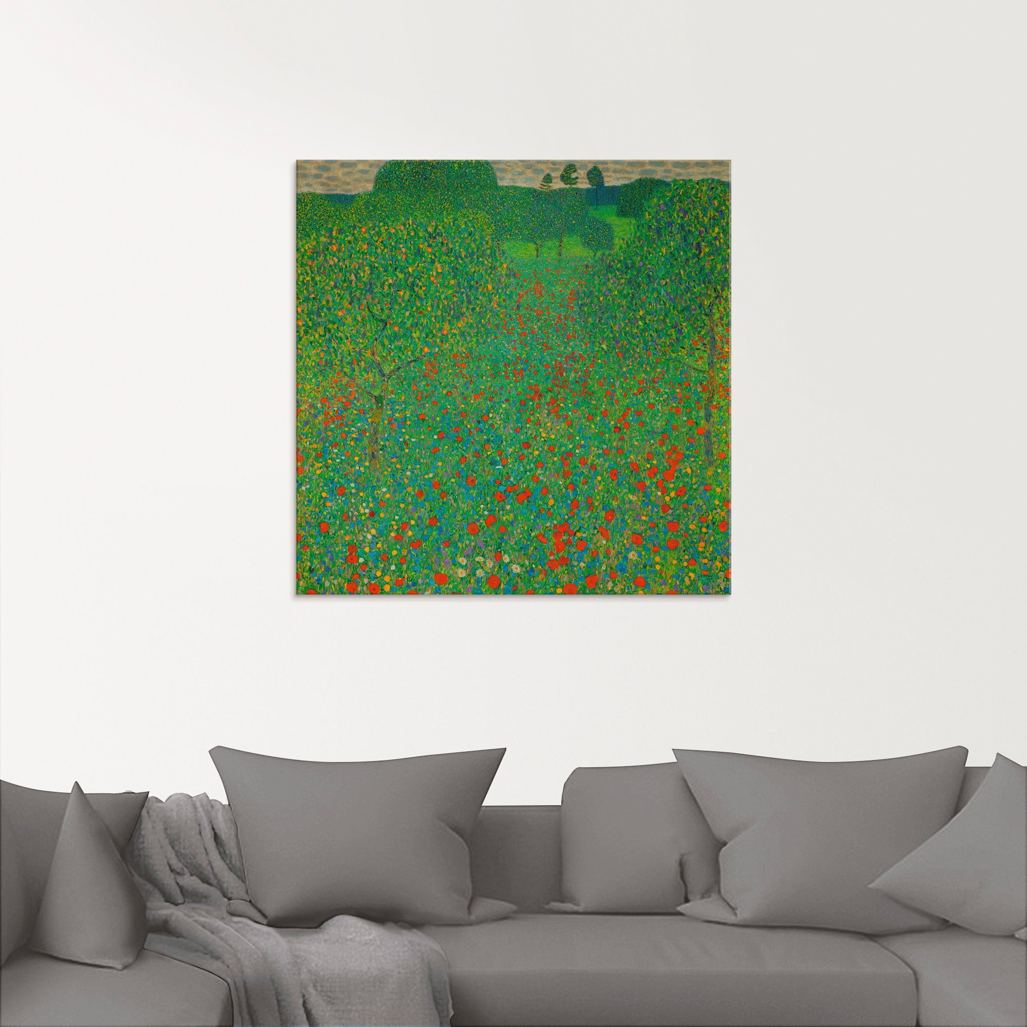 Artland Print op glas Veld met papaver in verschillende maten