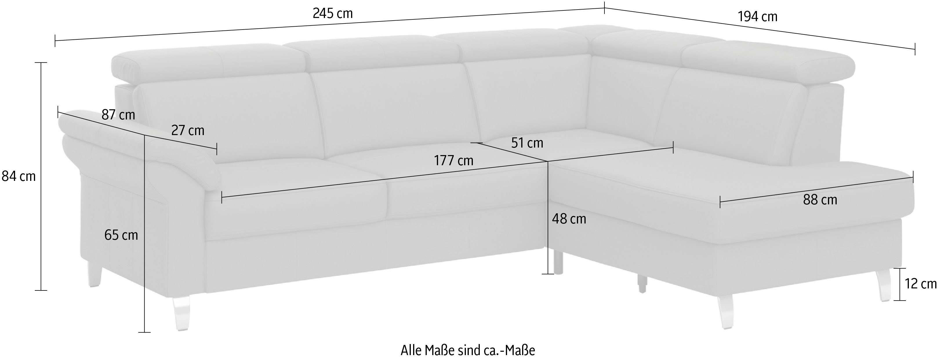 sit&more Hoekbank Arngast L-vorm met verstelbare hoofdsteun en binnenvering