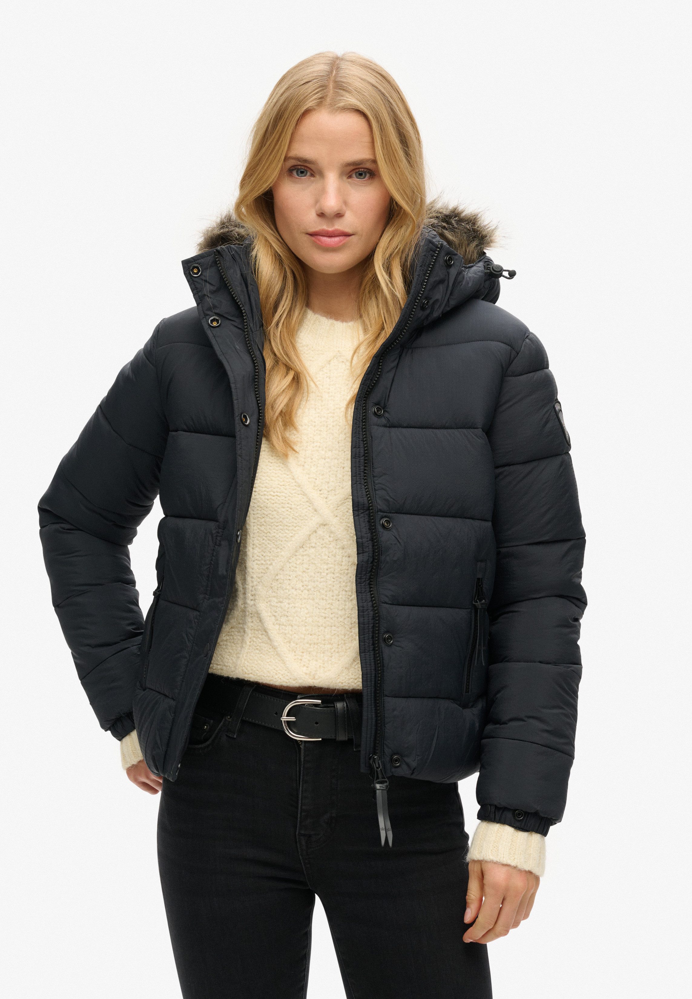 Superdry Gewatteerde jas FAUX FUR SHORT HOOD PUFFER