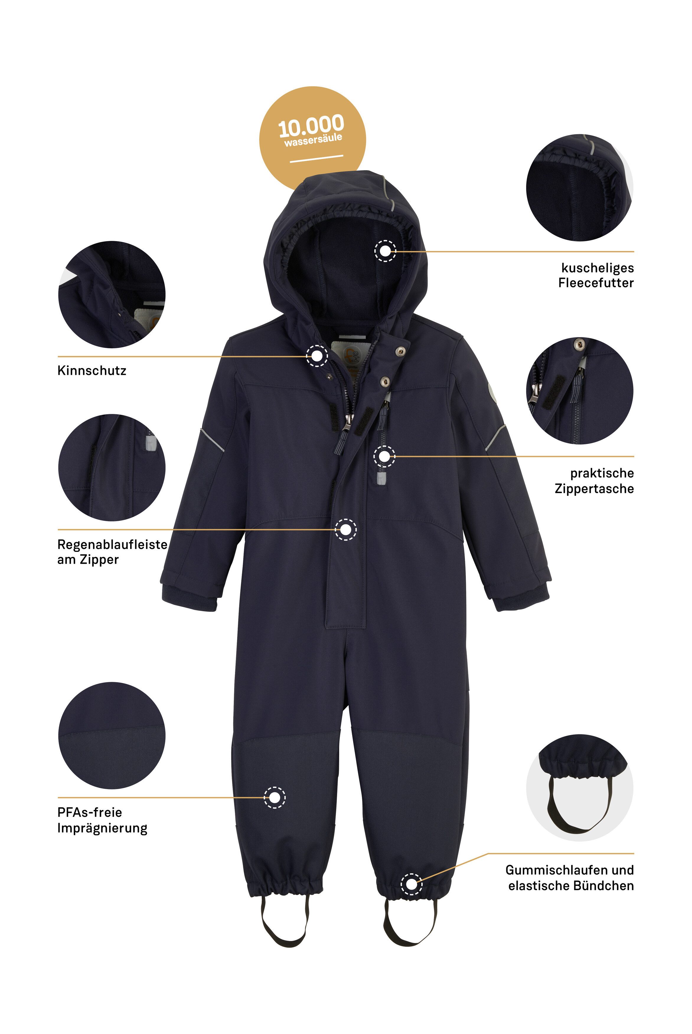 first instinct by killtec Jumpsuit FIOW 10 MNS SFTSHLL ONPC Softshell Overall: ademend, 10.000 mm waterkolom, warme fleece