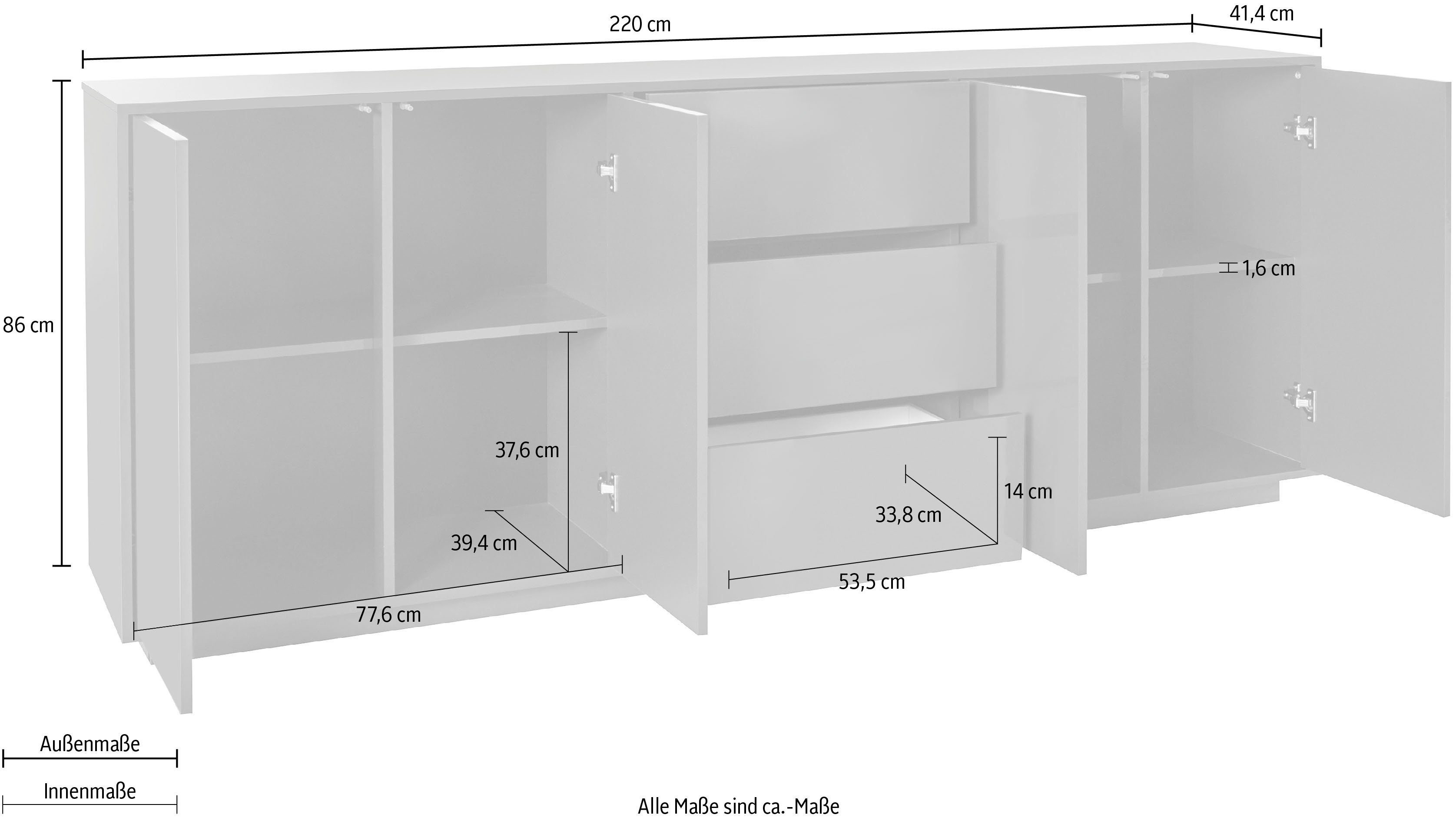 INOSIGN Dressoir Bloom Breedte ca. 220 cm