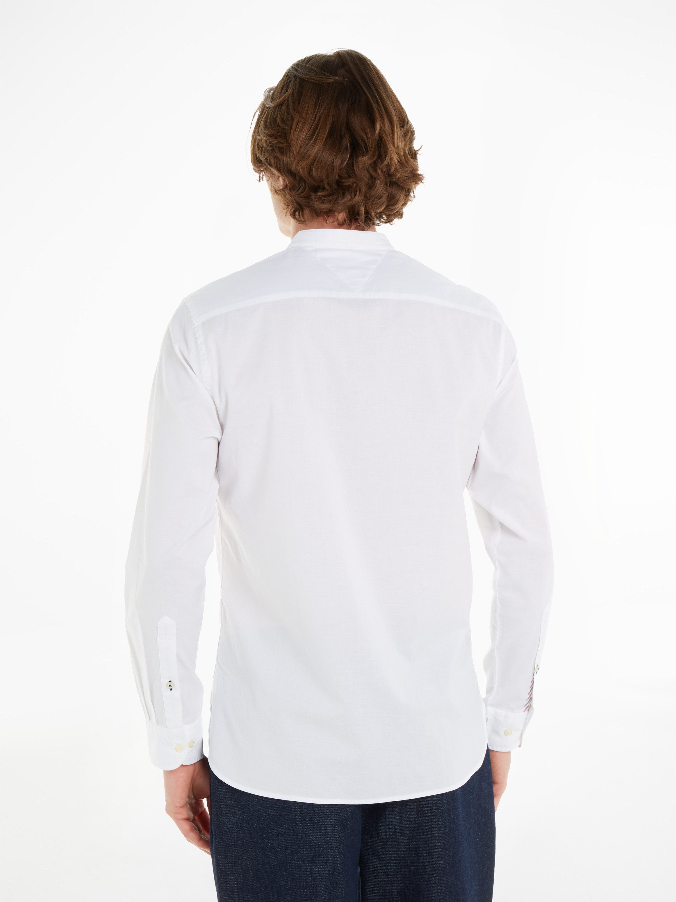 Tommy Hilfiger Overhemd met lange mouwen NATURAL SOFT SOLID MAO RF SHIRT met tommy hilfiger merkrand binnenin de mouwopening