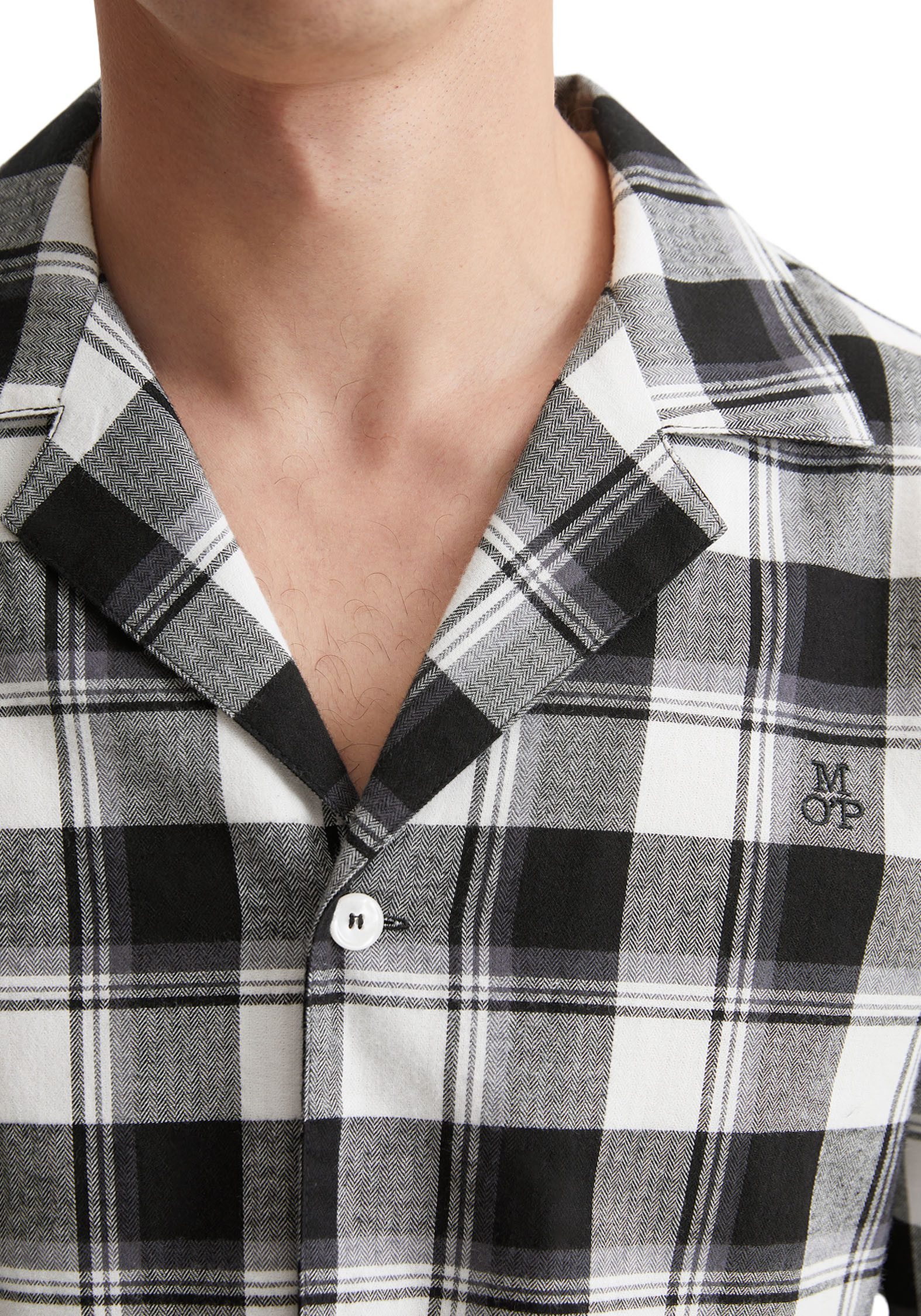 Marc O'Polo Pyjama top Homey flanel met doorknoopsluiting