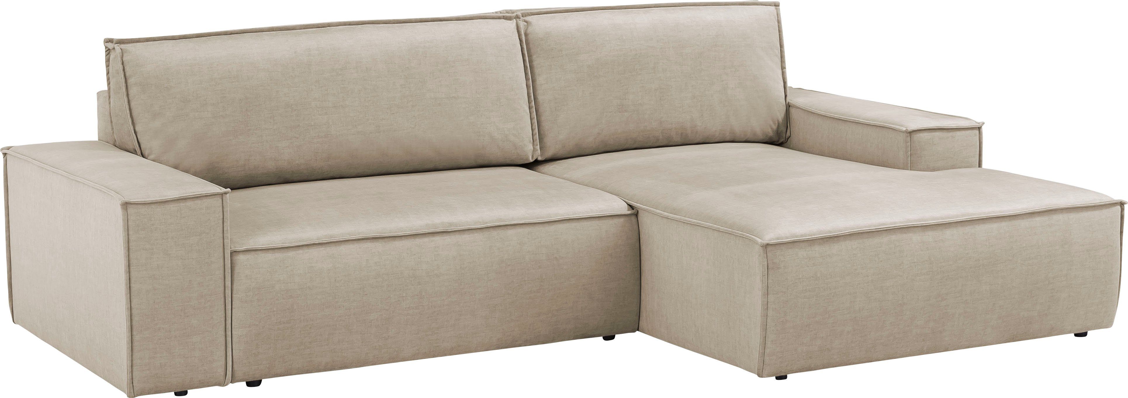 Home affaire Hoekbank SHERWOOD bedbank 267 cm, L-model, Slaapfunctie met bedlade (210x136 cm), cord, vintage, fluweel