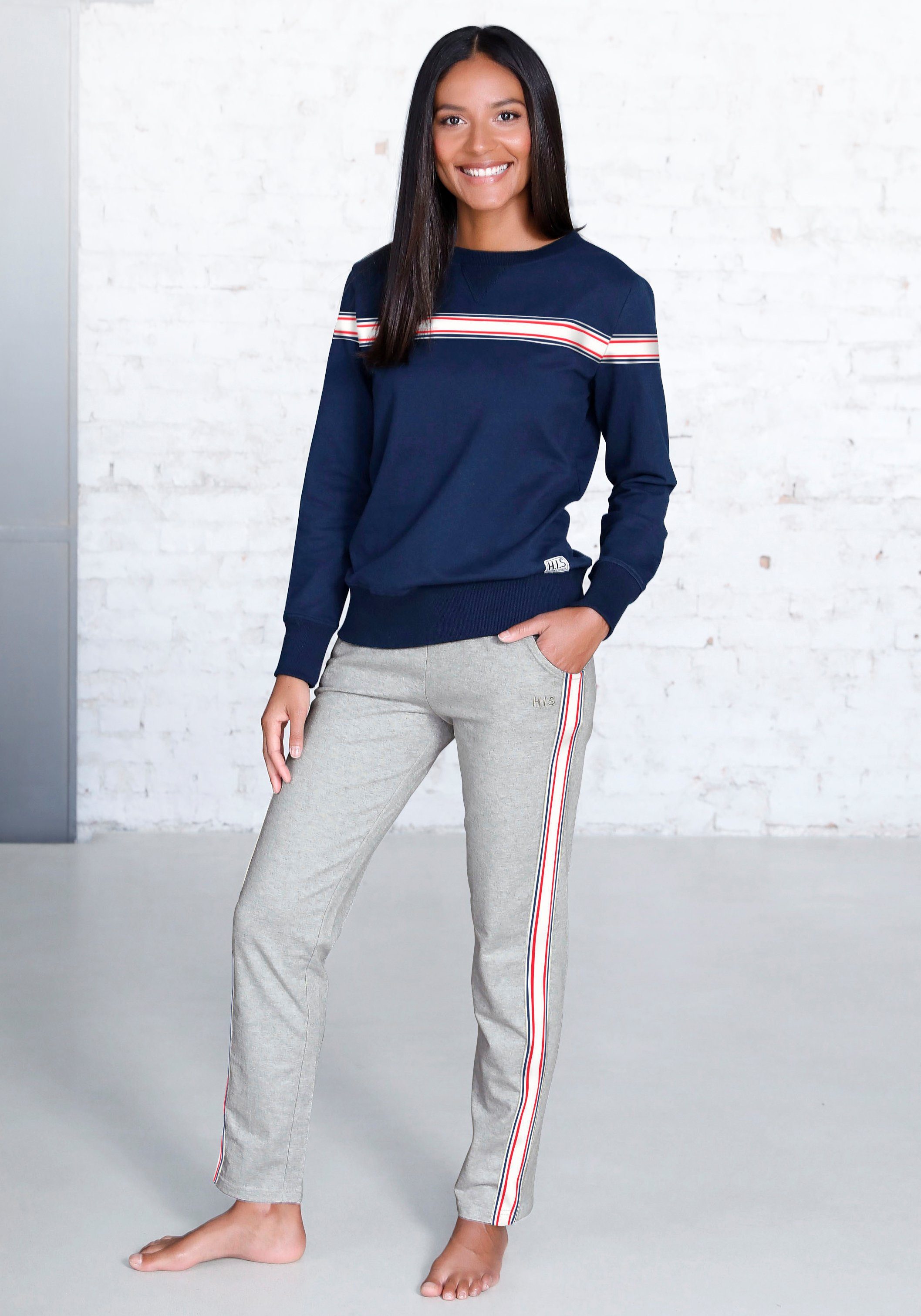H.I.S Sweatshirt met gestreept tape, loungewear, loungepak