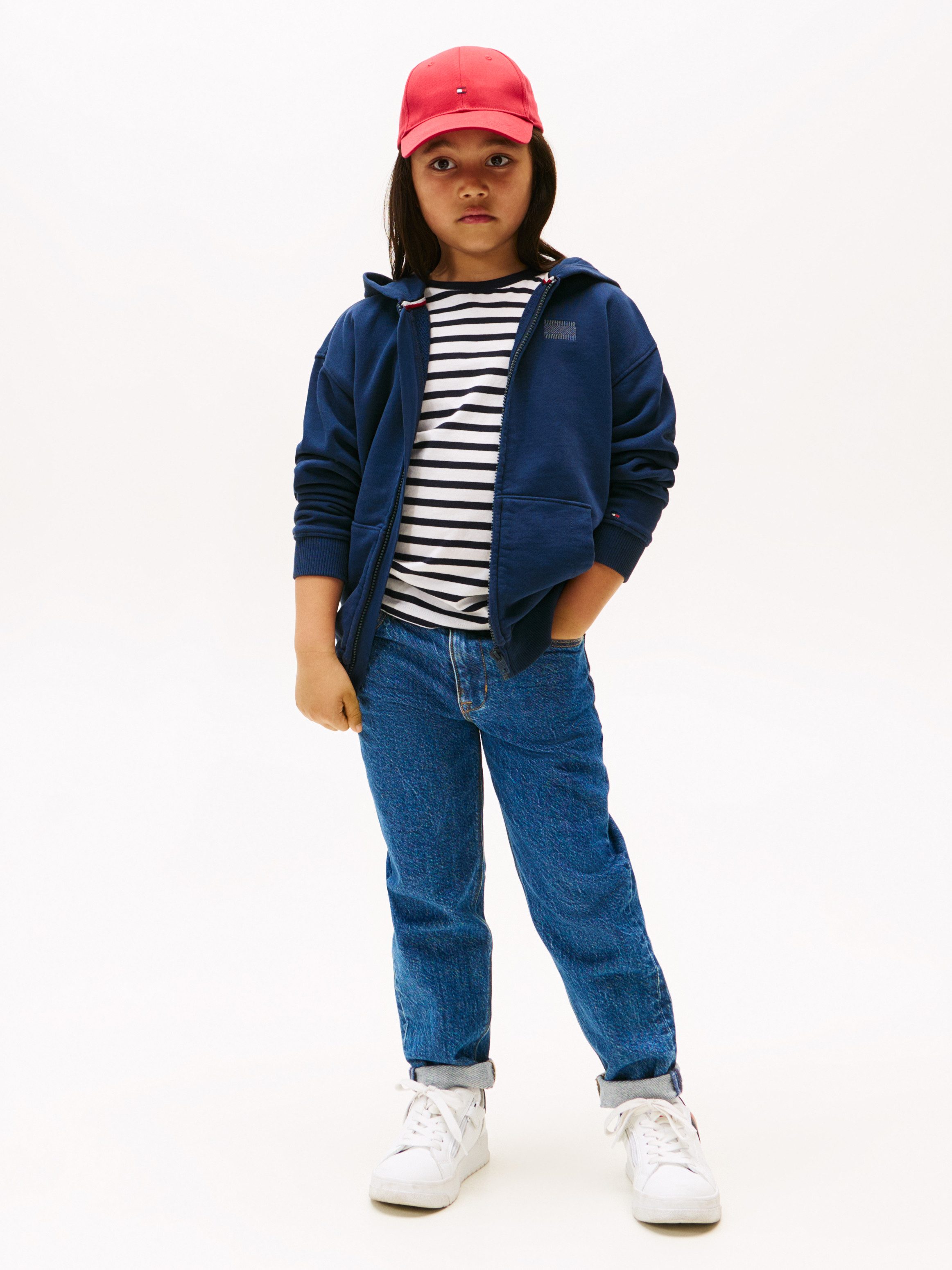 Tommy Hilfiger Capuchonsweatvest TONAL FLAG EMB ZIP HOODIE voor kinderen tot 16 jaar, met capuchon