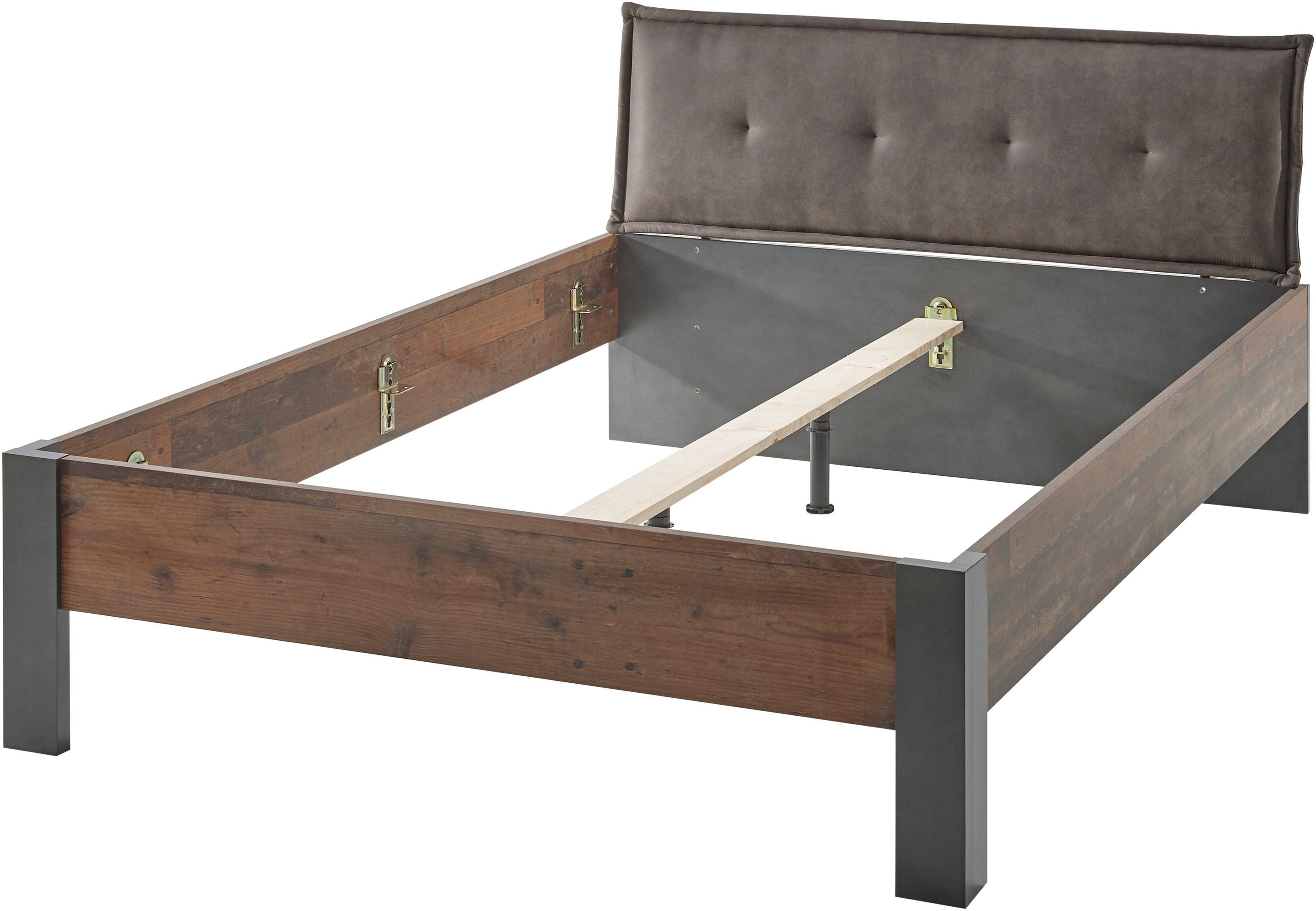 Home affaire 1-persoonsledikant BROOKLYN bed in industriële stijl, bedframe, bedraam