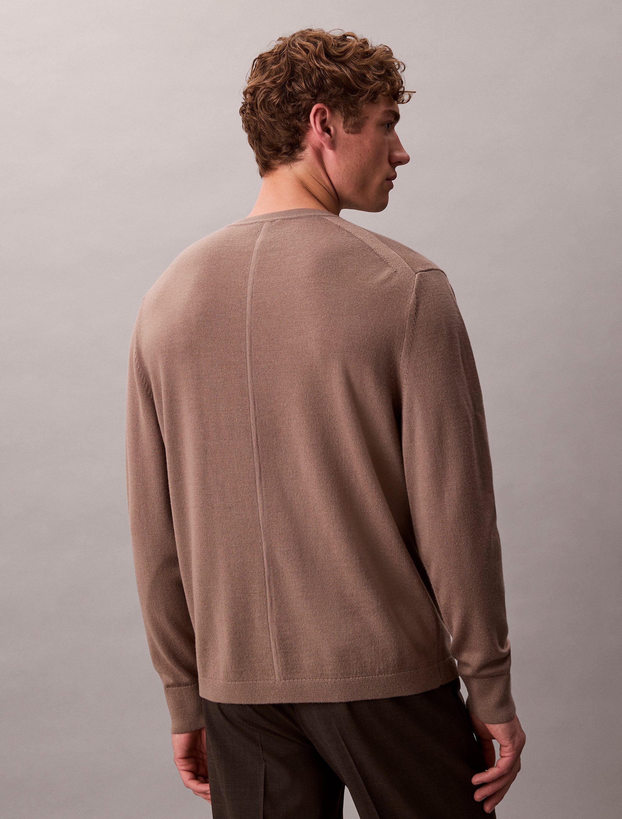 Calvin Klein Gebreide trui LS 100% MERINO CREW 14GG Met ronde hals, regular fit