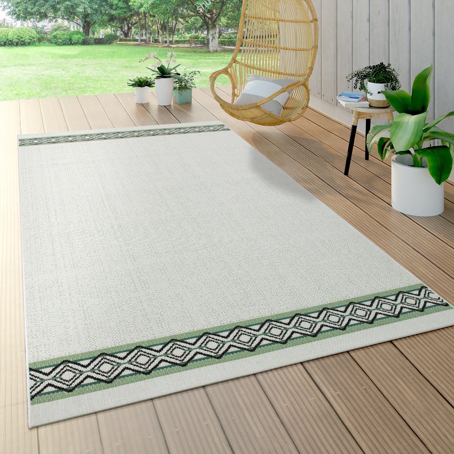 Paco Home Vloerkleed Ostende 541 Platweefsel, met randdessin, geschikt voor binnen en buiten, woonkamer