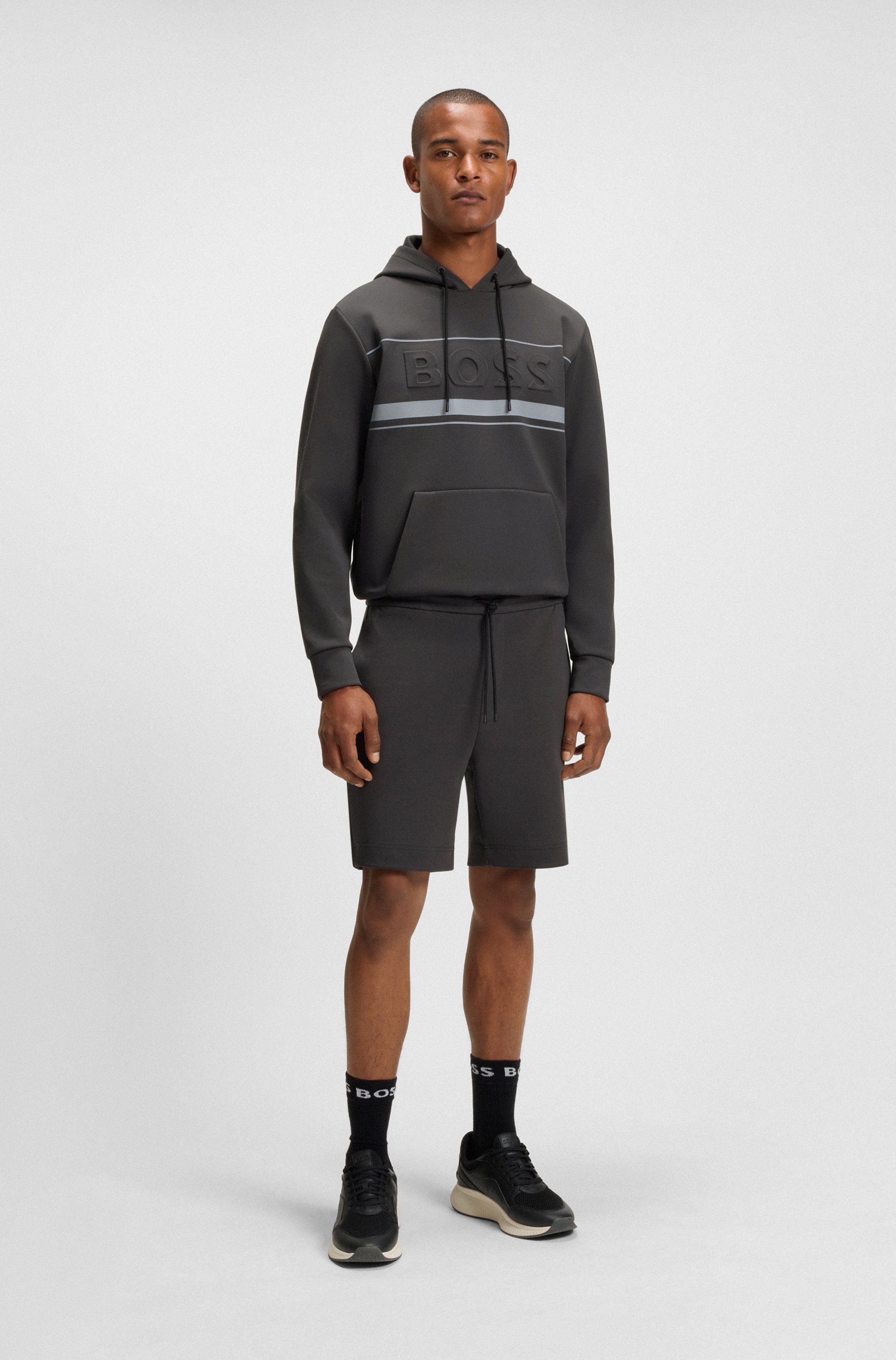 BOSS GREEN Sweatshort Shorts Zone met gestreepte details