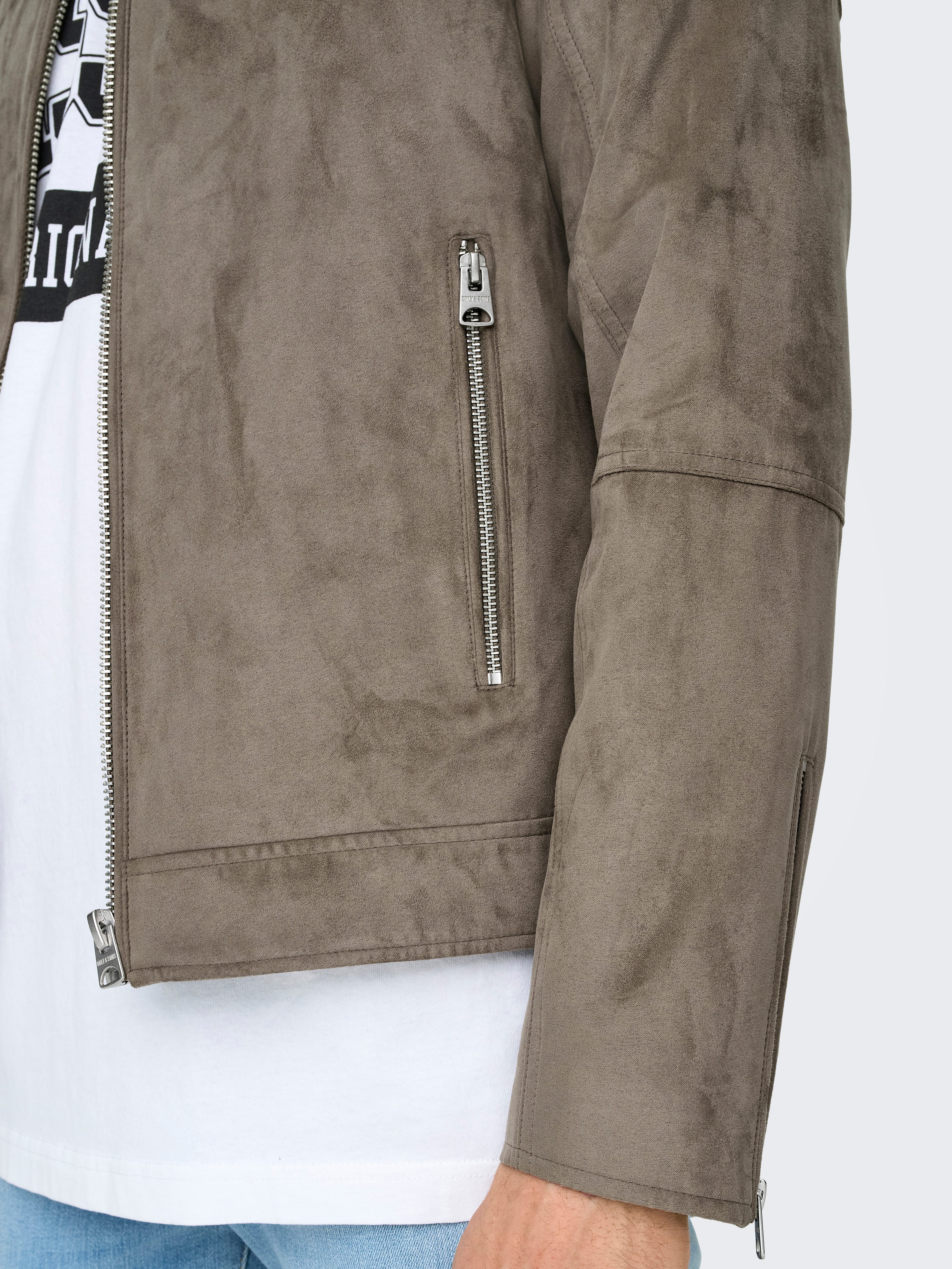 ONLY & SONS Imitatieleren jack ONSGUS FAUX SUEDE RACER JACKET OTW NOOS